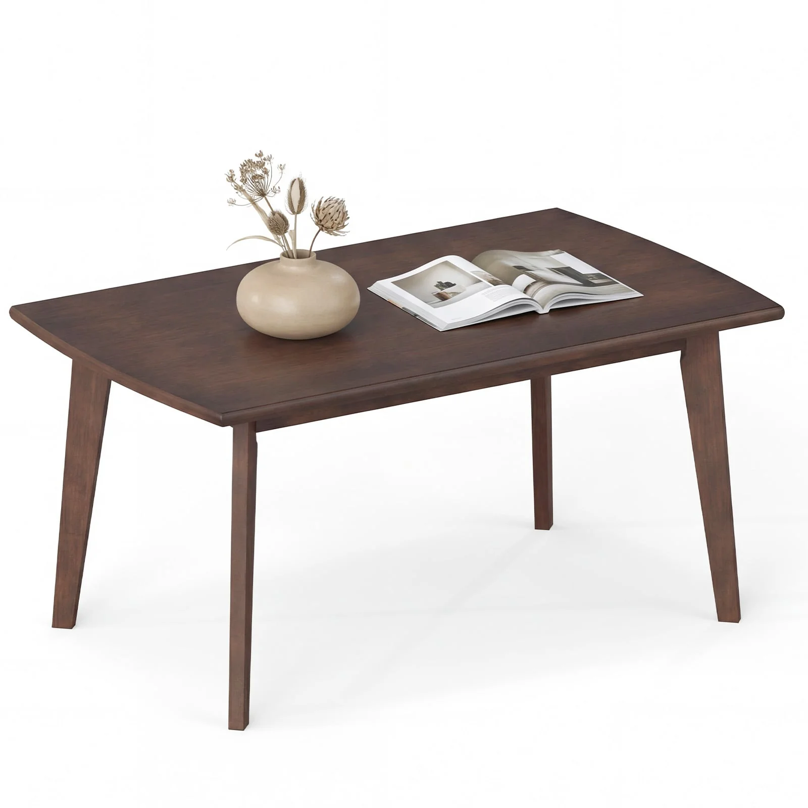 Solid Wood Modern Coffee Table, Tapered Legs, Walnut - Image 4