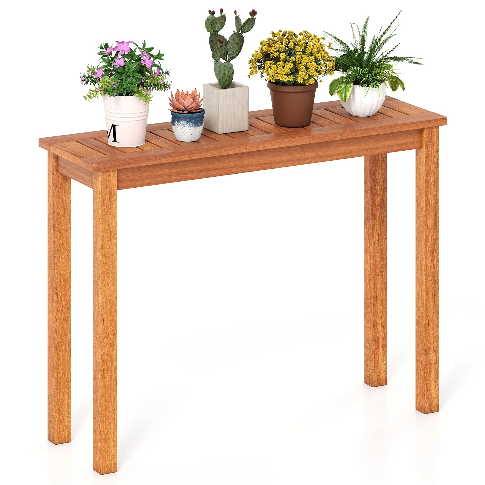 Solid Wood Plant Stand, M, Indoor Outdoor Flower Pot Holder, Brown - Image 5