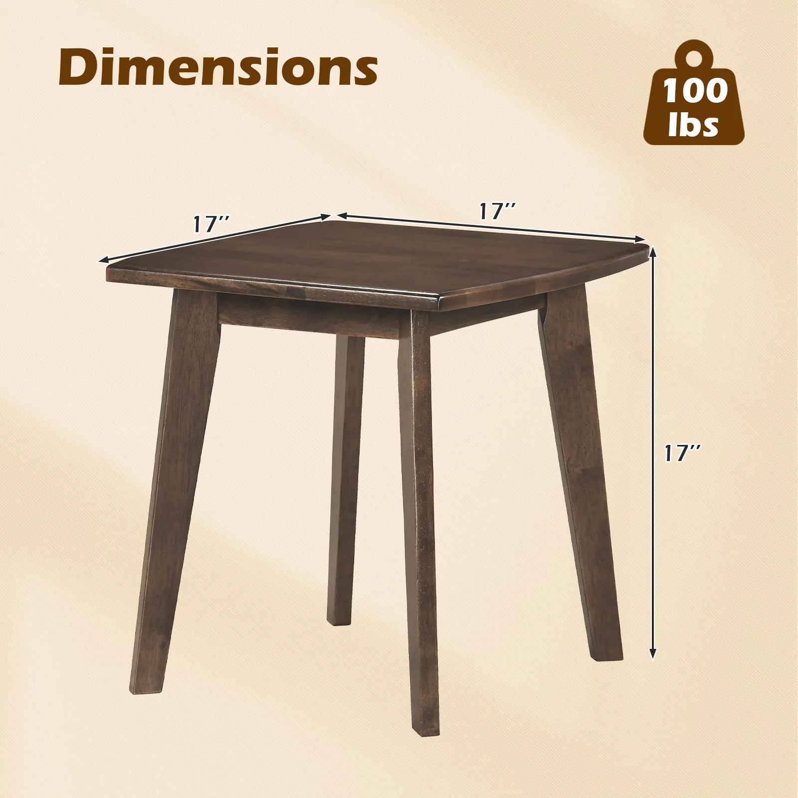Solid Wood Square End Table, Thickened Top, Curved Edge, Walnut - Image 5