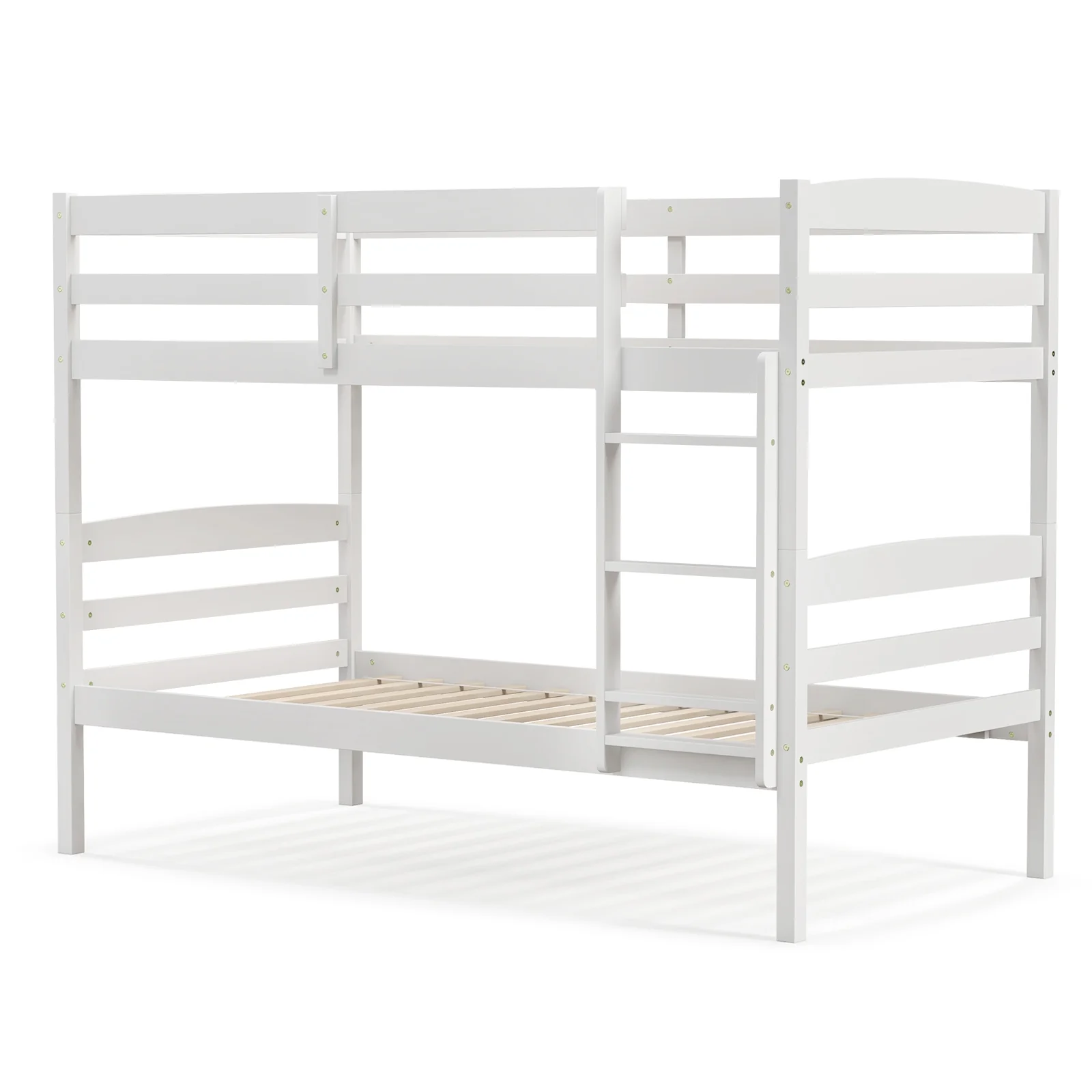 Solid Wood Twin Over Twin Bunk Bed Frame, White - Image 4
