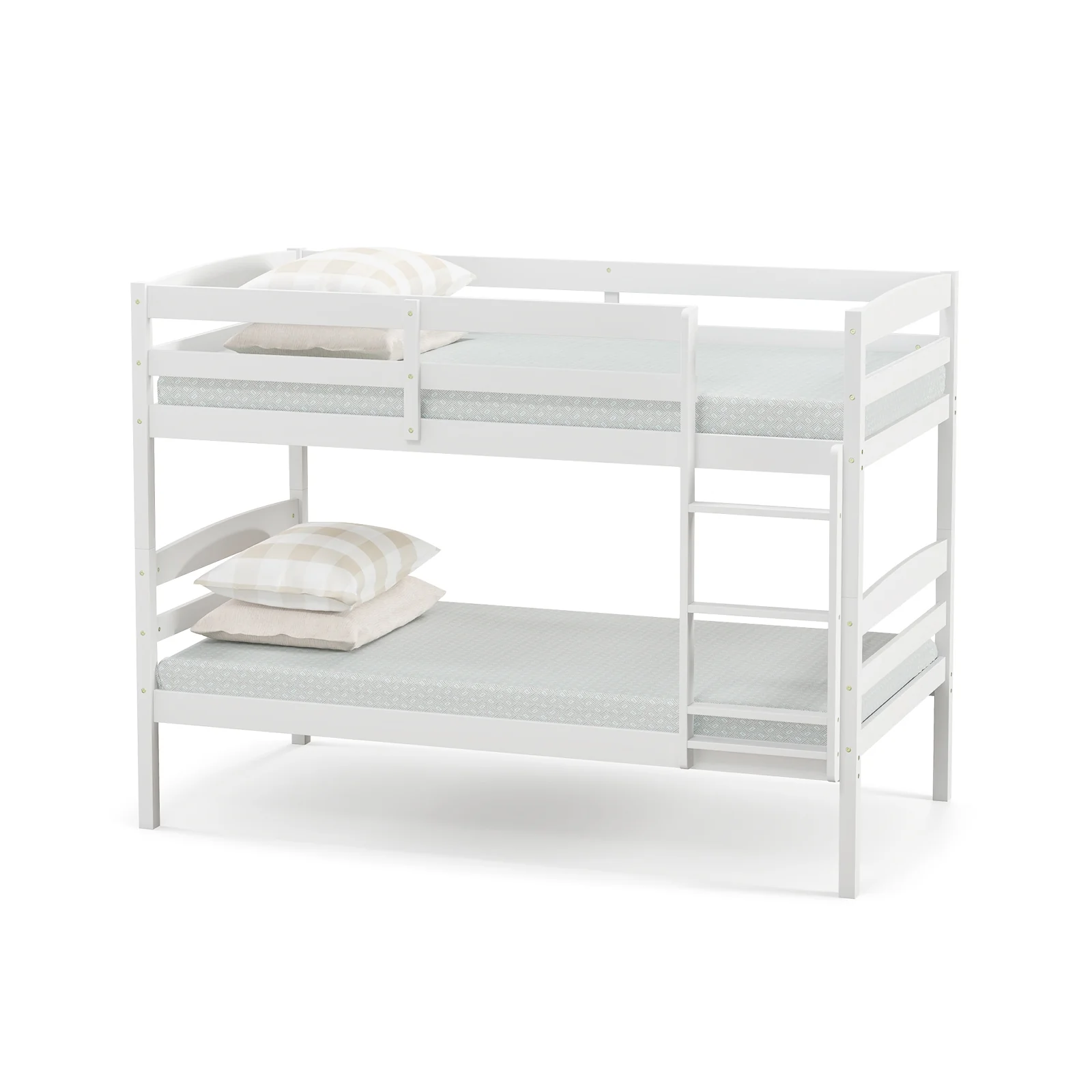Solid Wood Twin Over Twin Bunk Bed Frame, White - Image 5