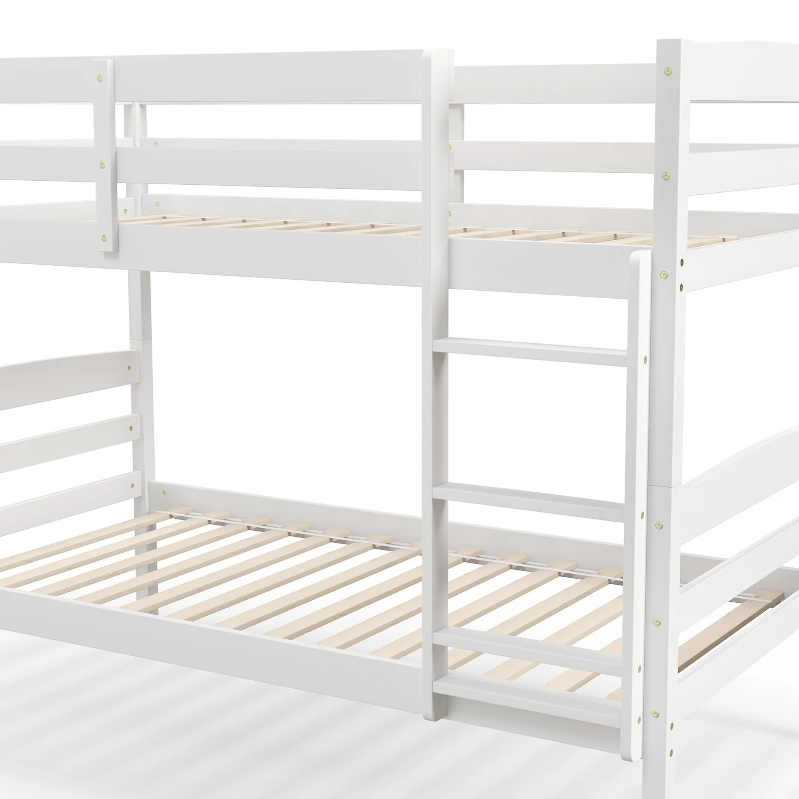 Solid Wood Twin Over Twin Bunk Bed Frame, White - Image 9