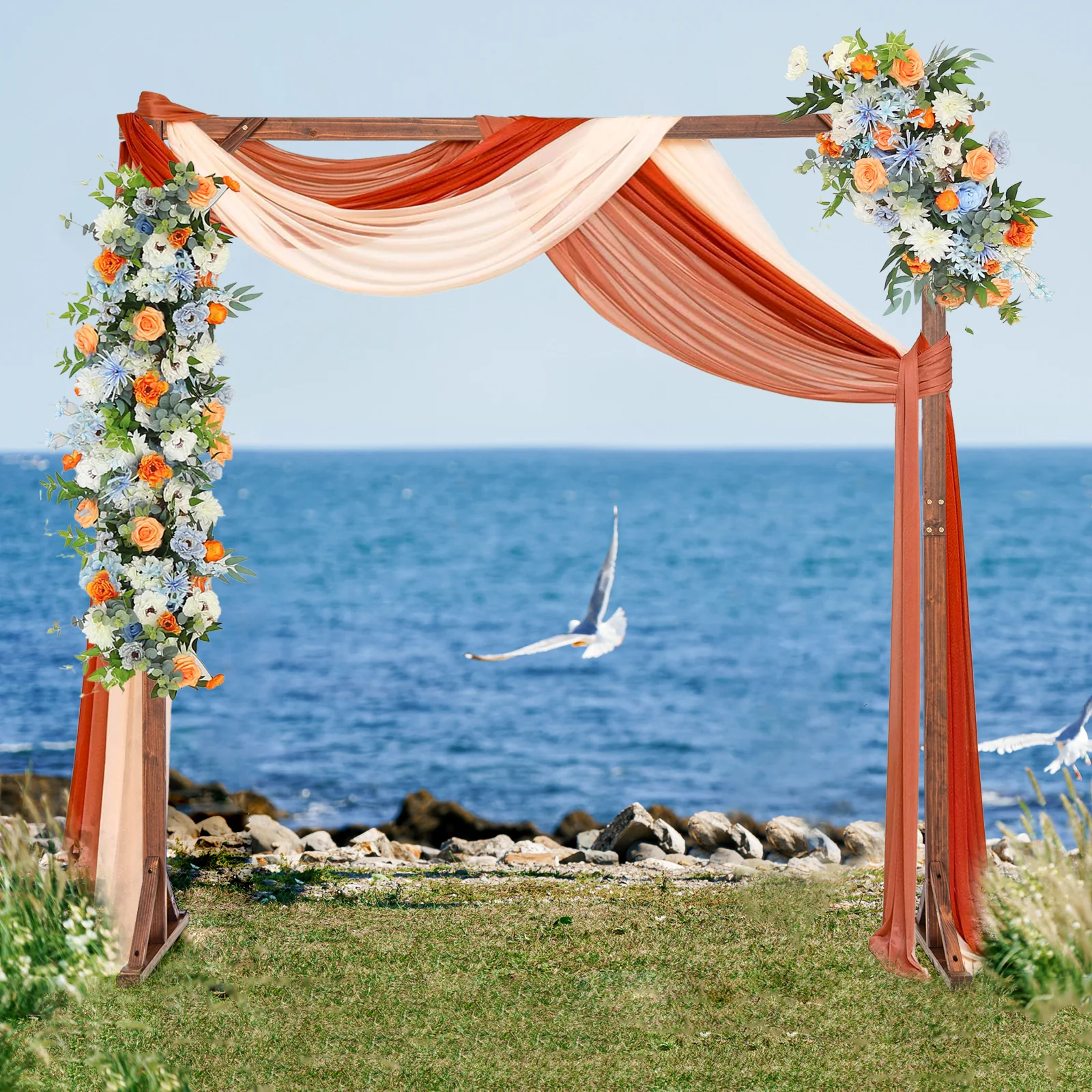 Solid Wood Wedding Arch Arbor, Square Backdrop Stand - Image 2