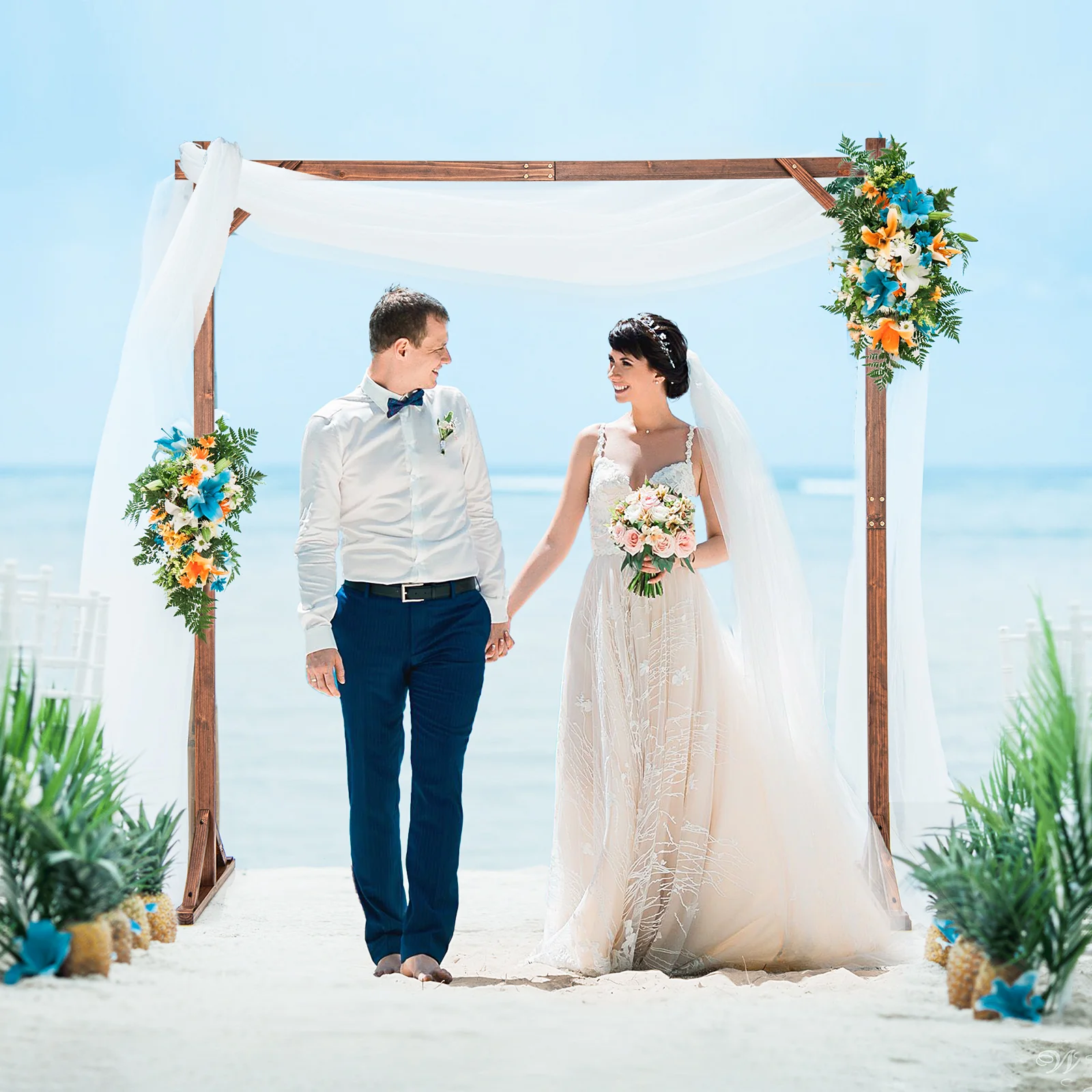 Solid Wood Wedding Arch Arbor, Square Backdrop Stand - Image 3