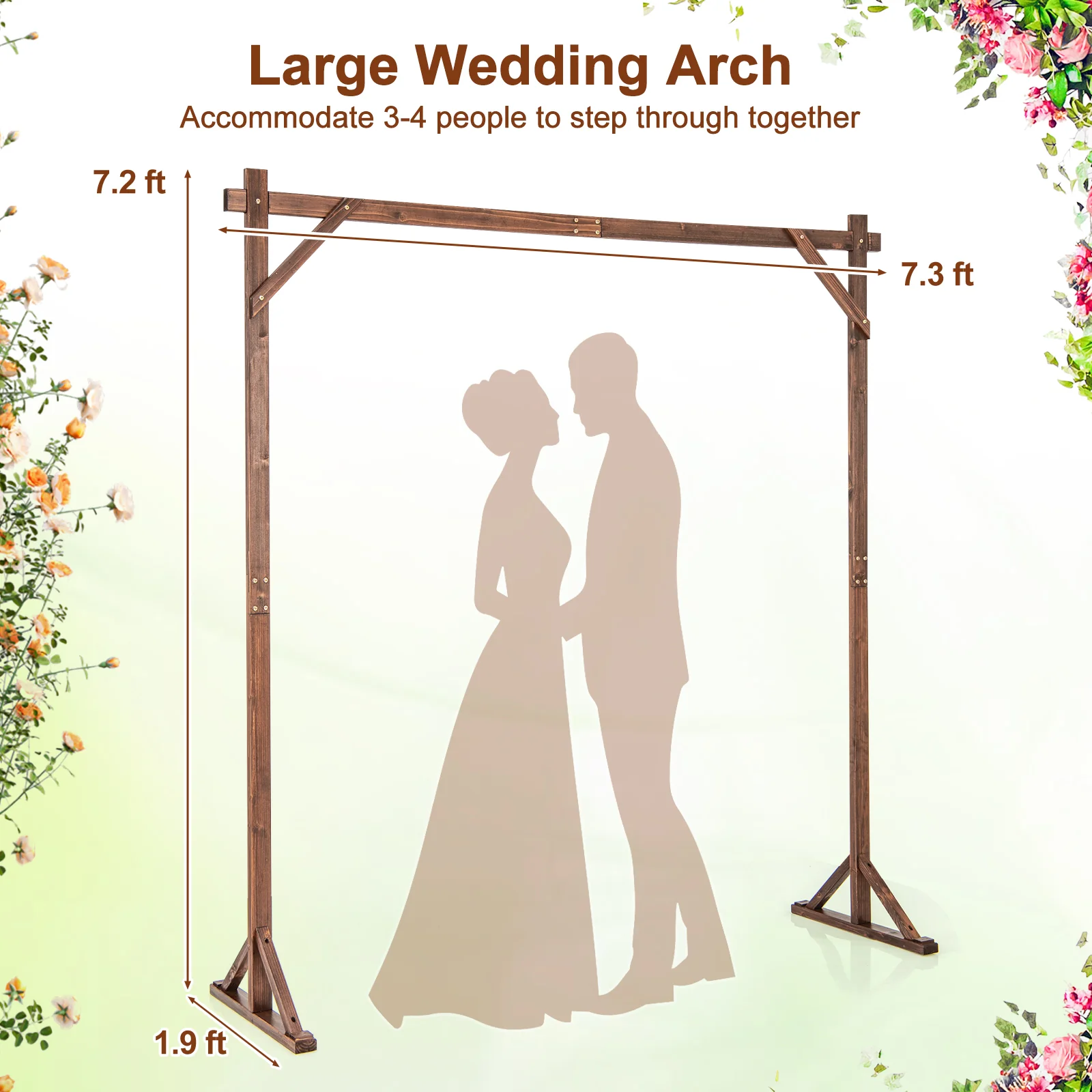 Solid Wood Wedding Arch Arbor, Square Backdrop Stand - Image 6