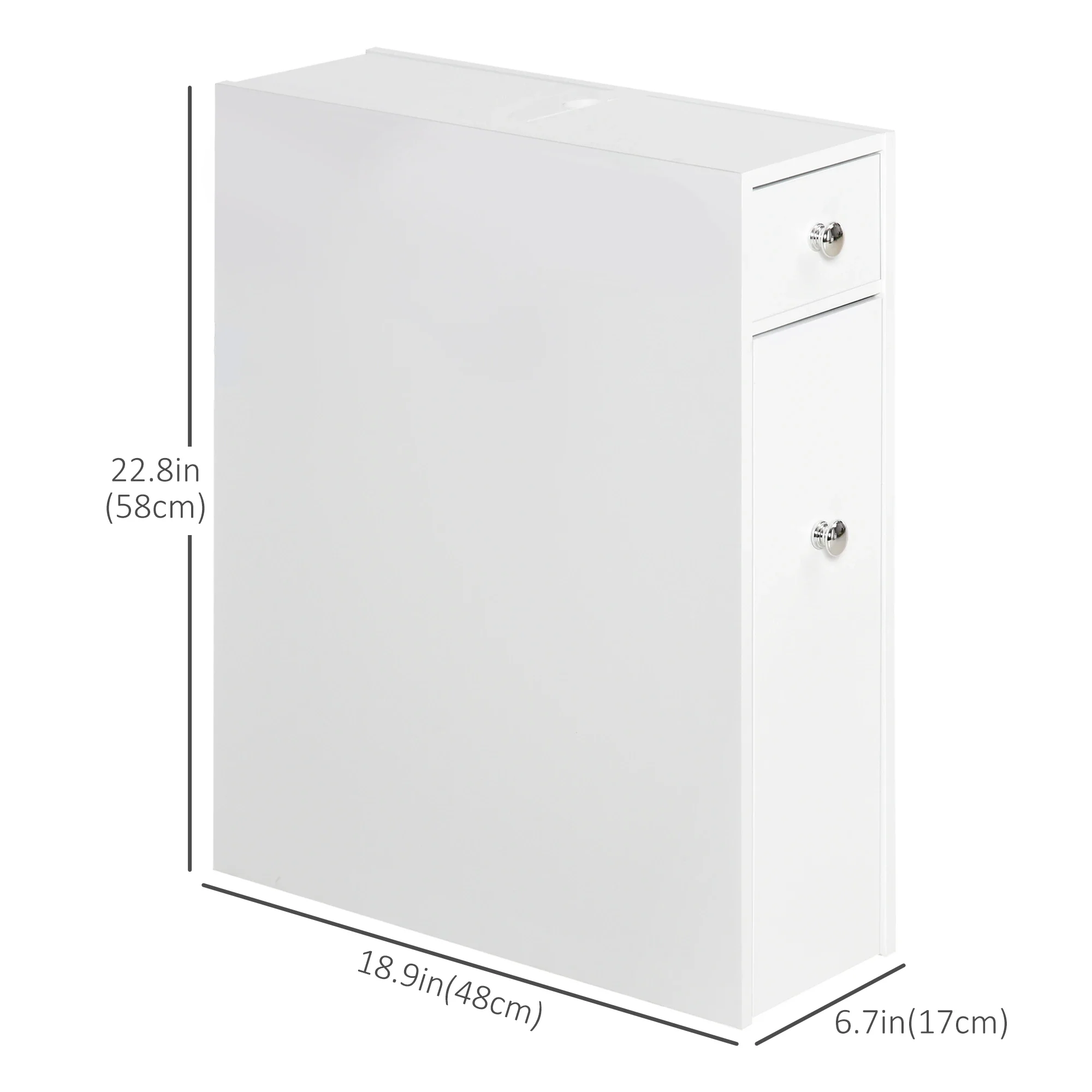 Space Saving Toilet Paper Cabinet, Narrow Bathroom Cabinet with Drawers, White - Image 3