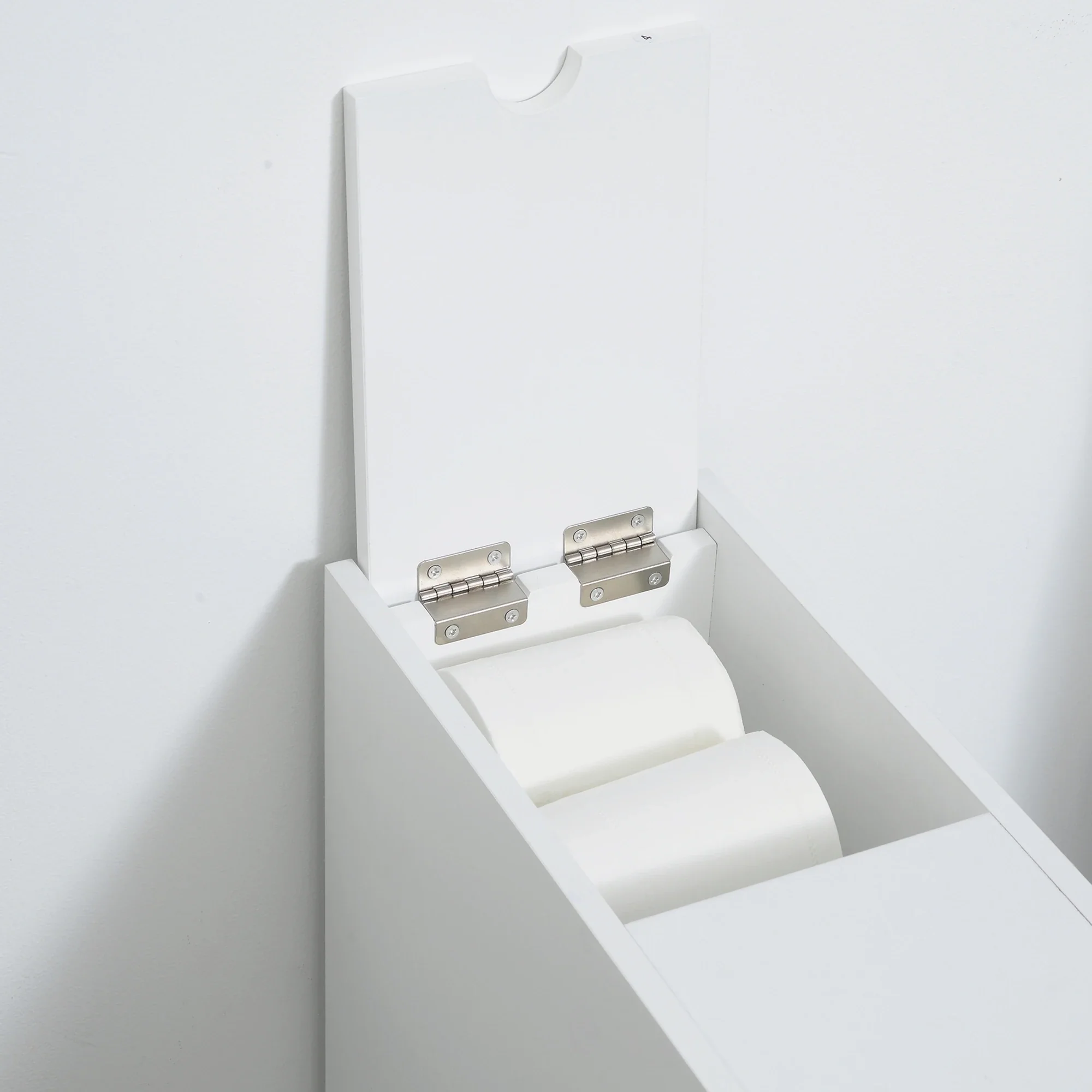 Space Saving Toilet Paper Cabinet, Narrow Bathroom Cabinet with Drawers, White - Image 9