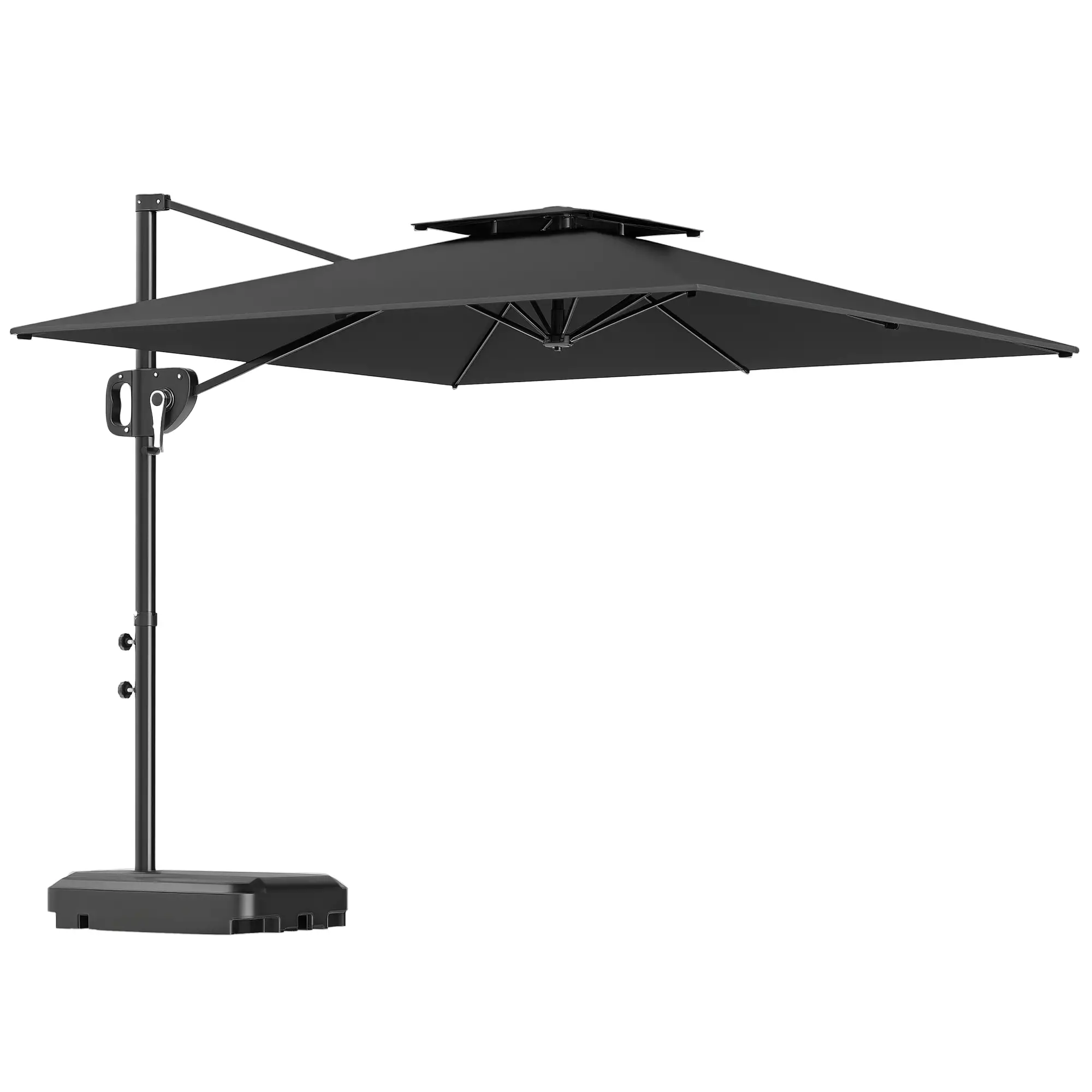 Square Cantilever Patio Umbrella, Double Top Offset, 8' x 9', Dark Grey - Image 11