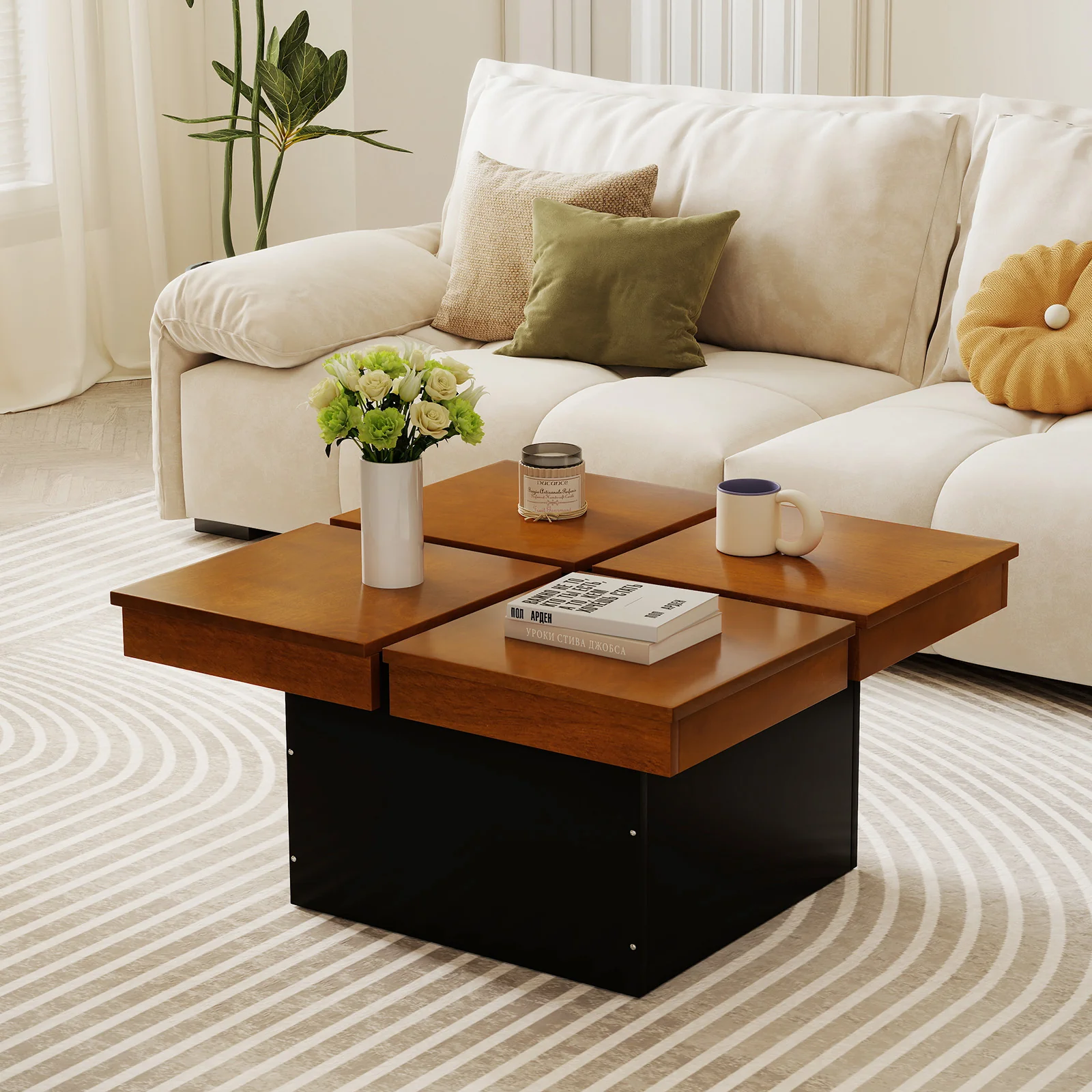 Square Coffee Table, Mid Century Modern, Walnut - Image 2