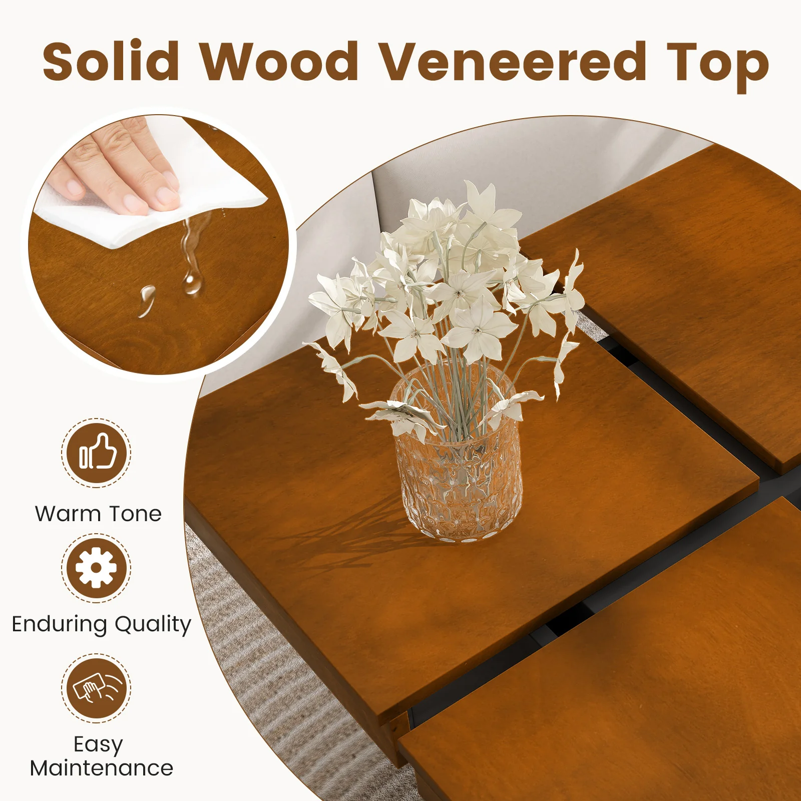 Square Coffee Table, Mid Century Modern, Walnut - Image 8
