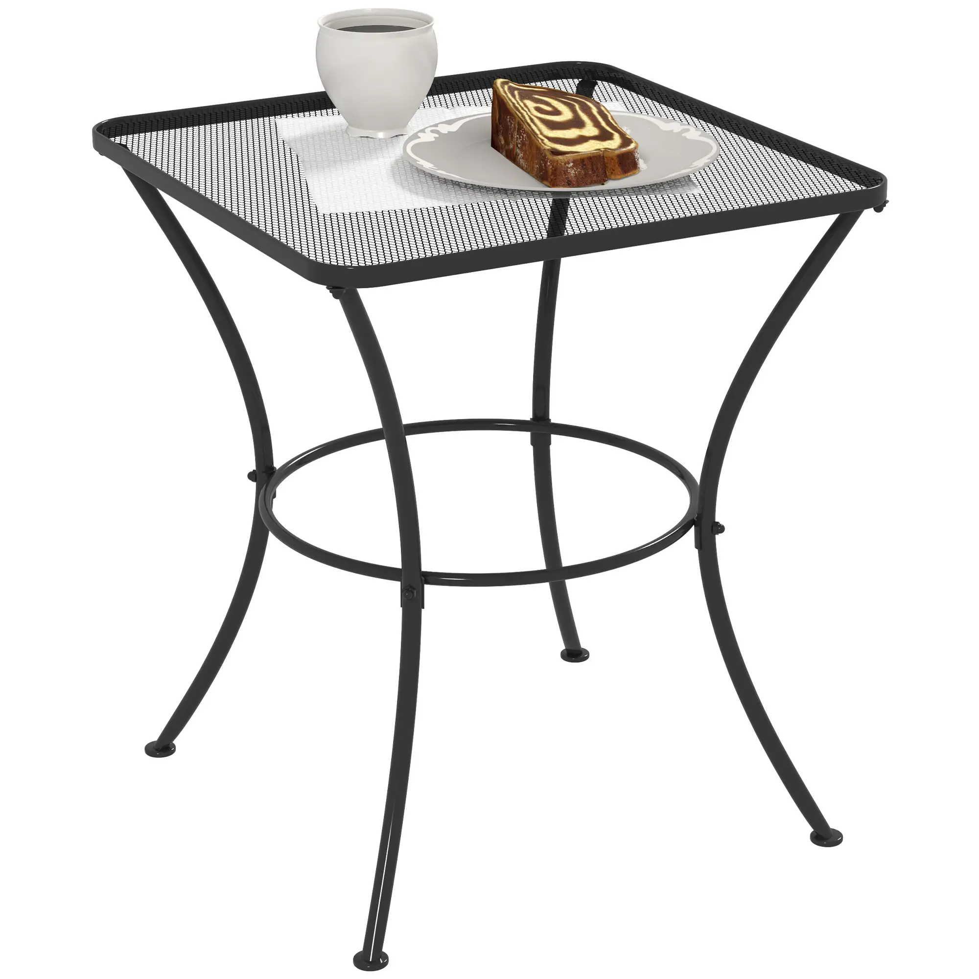 Square Metal Bistro Table, 23.6" x 23.6" x 27.6", Black - Image 11