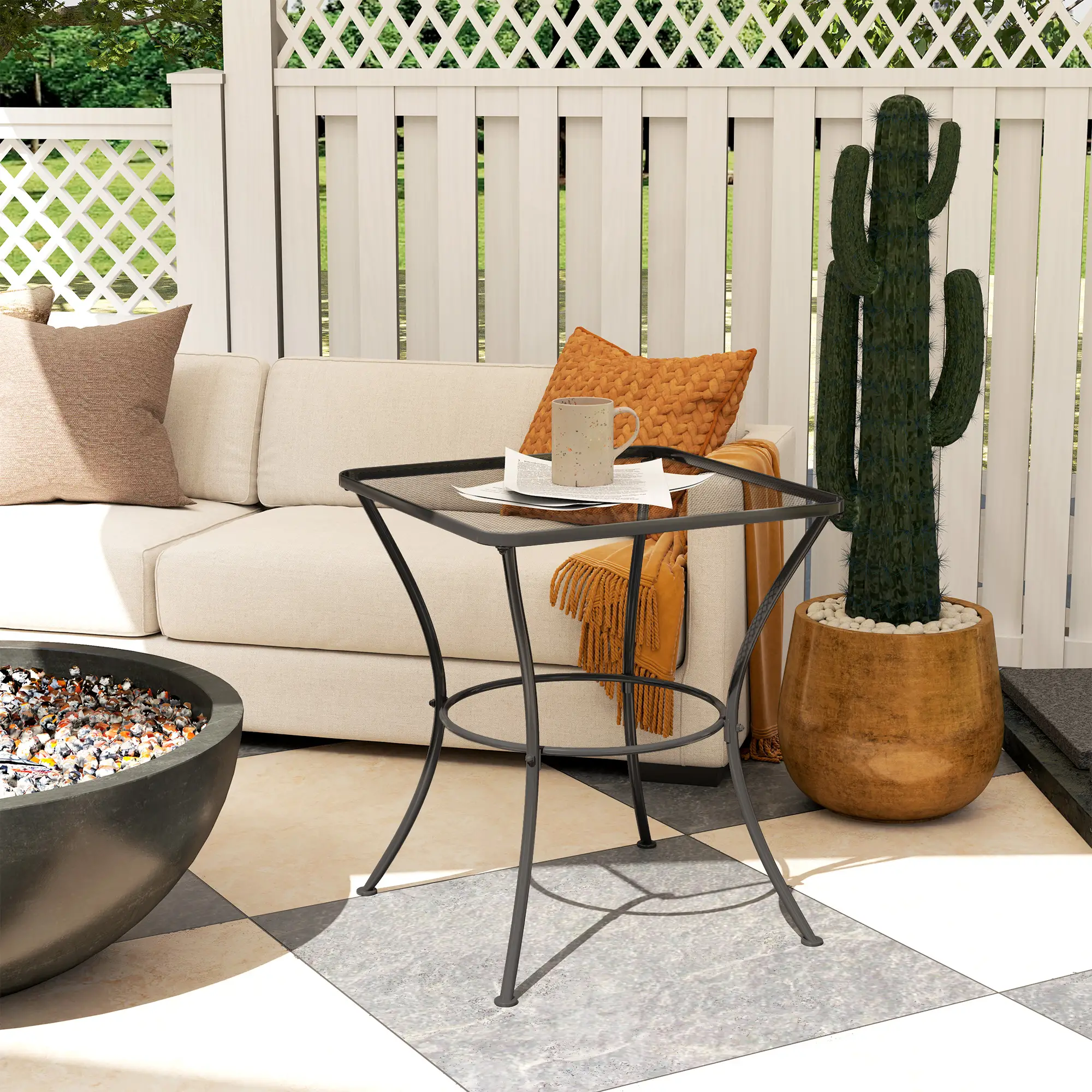 Square Metal Bistro Table, 23.6" x 23.6" x 27.6", Black - Image 9