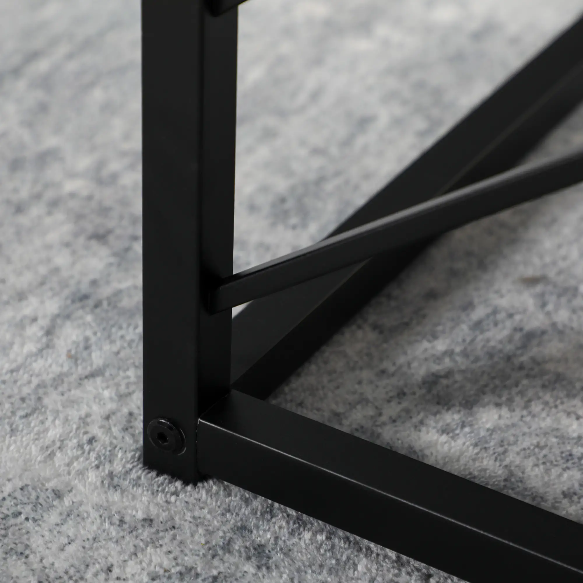 Square Nest of Tables Set of 3, Metal Frame, for Living Room, Grey - Image 10