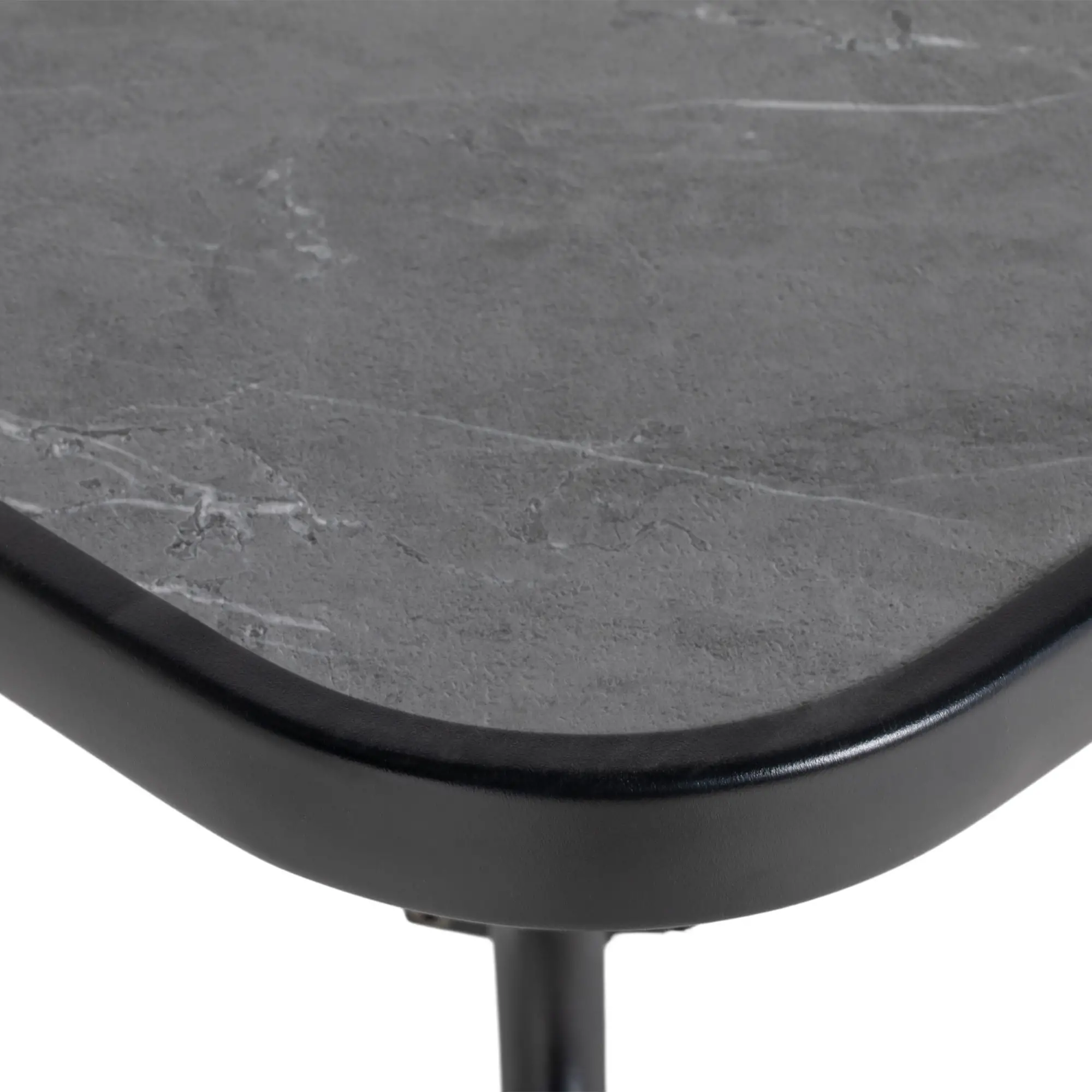 Square Outdoor Table, Patio Bistro Coffee Table, Faux-Marbled Top, 42mm Umbrella Hole, Dark Grey - Image 7