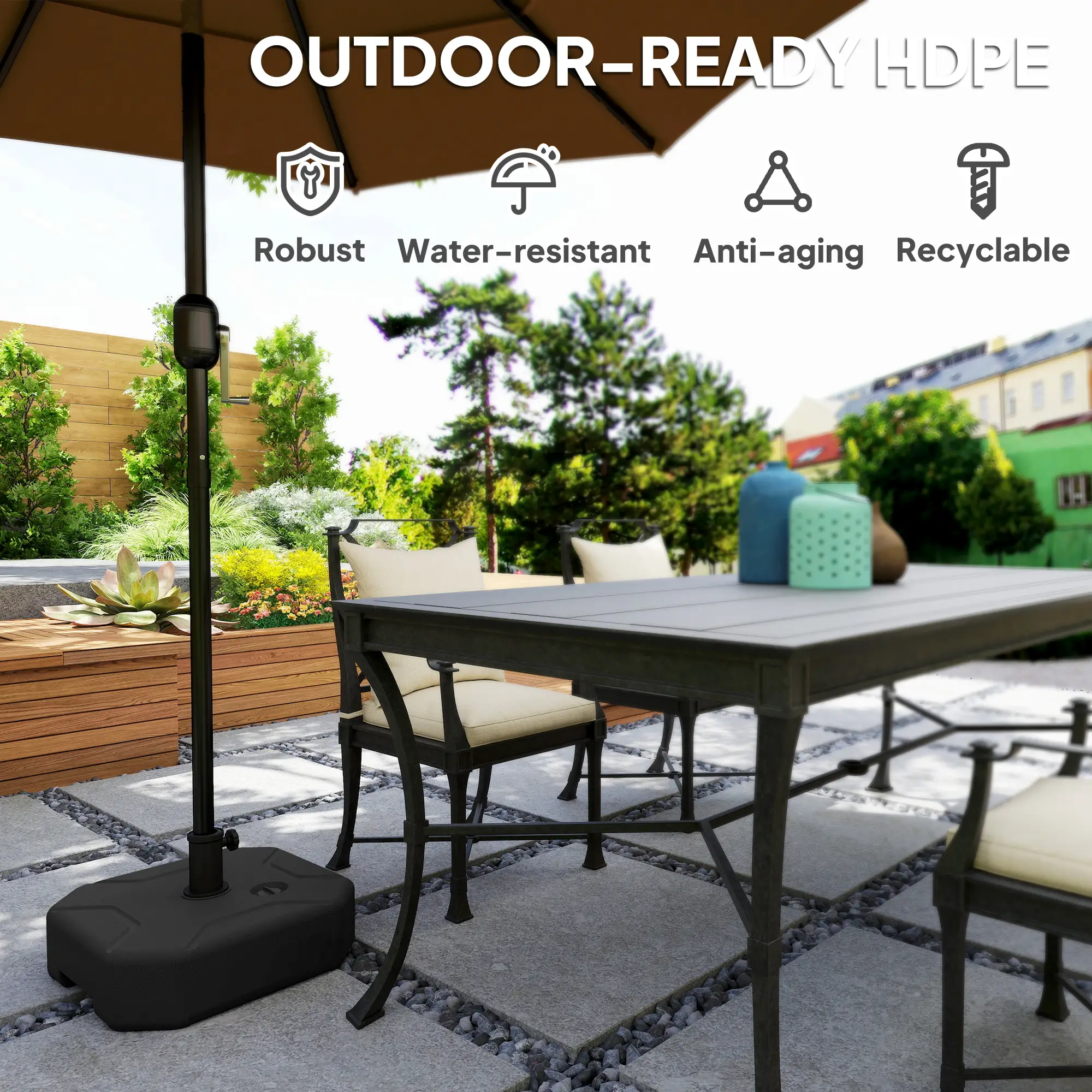 Square Patio Umbrella Base, 17.7" L x 17.7" W x 9.8" H, Black - Image 6