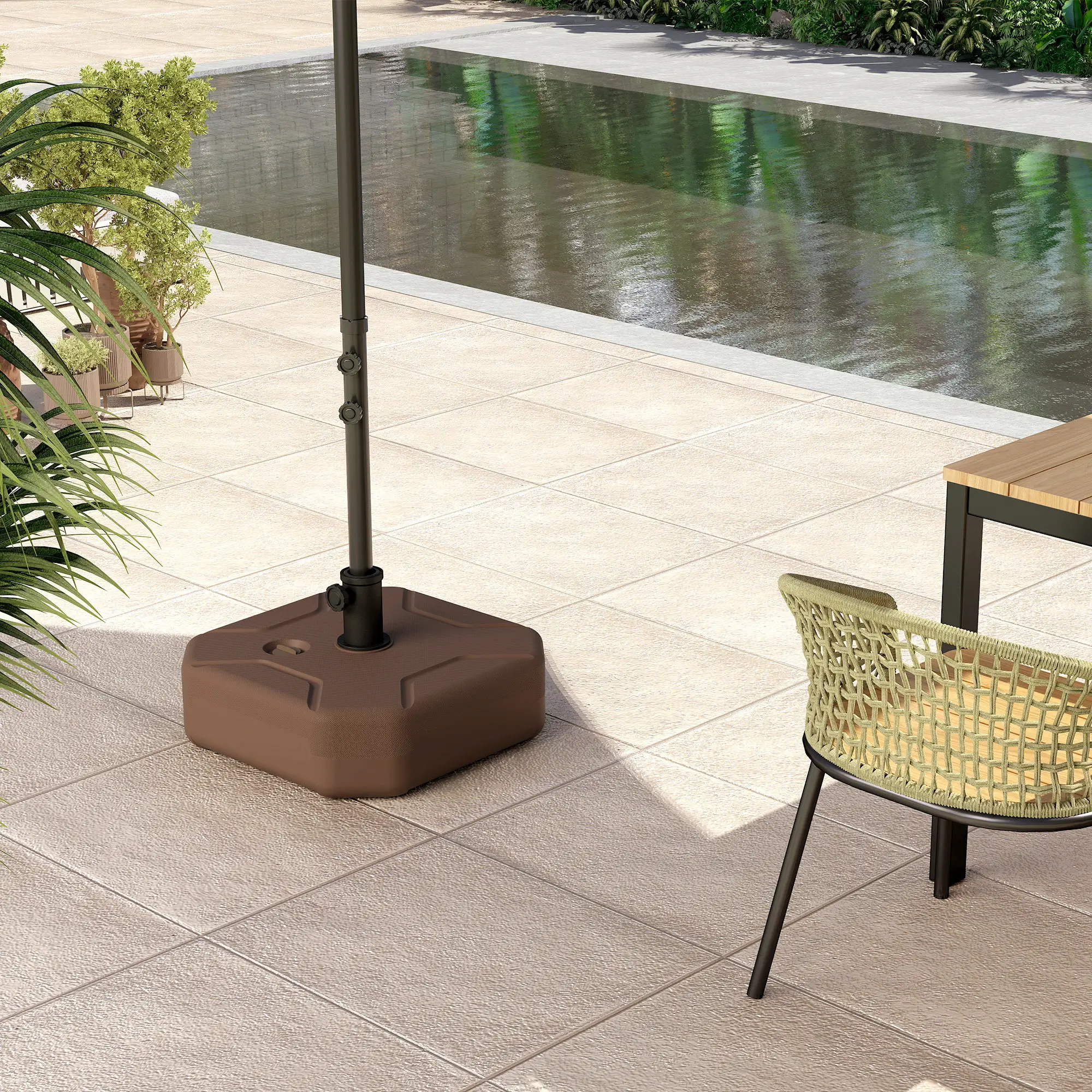 Square Patio Umbrella Base Holder, 17.7" L x 17.7" W x 9.8" H, Brown - Image 10