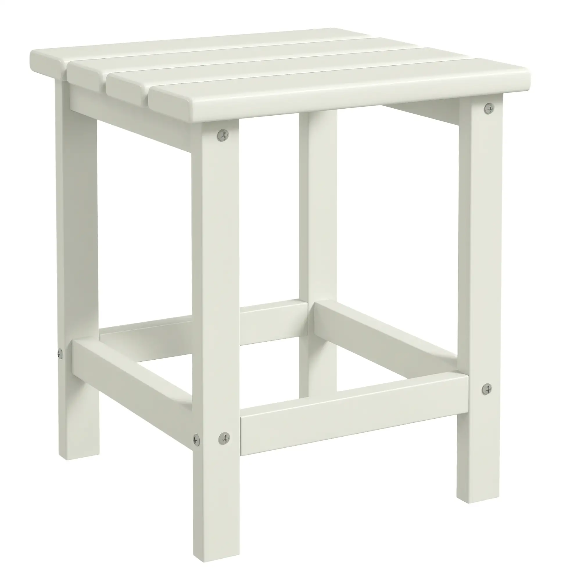 Square Side Table, 15" Outdoor HDPE, Weather Resistant, White - Image 11