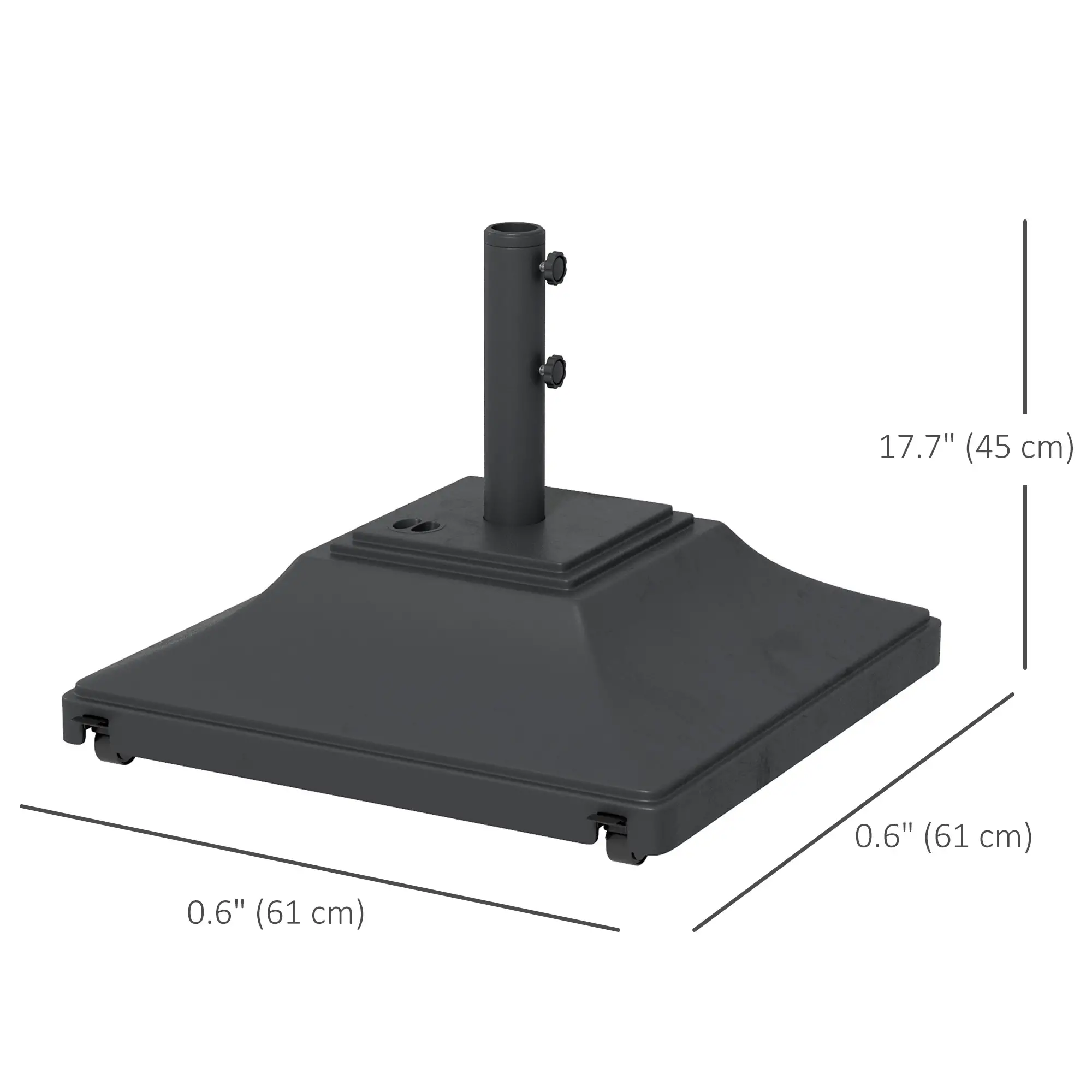 Square Umbrella Base With Wheels, 99 Lbs Water Or 132 Lbs Sand Filled, Black - Image 3