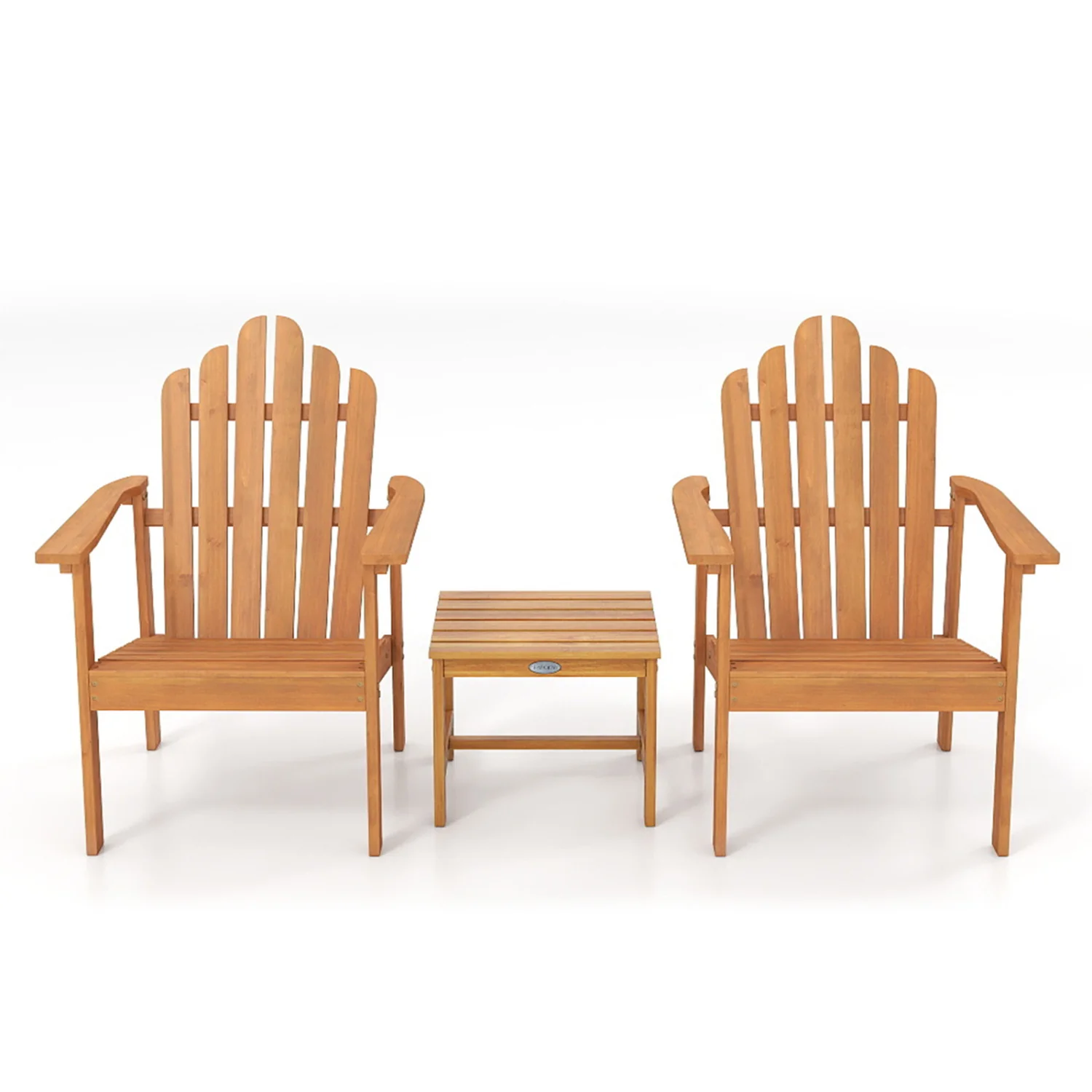 Stackable Adirondack Chair Set of 2 with Side Table, Natural