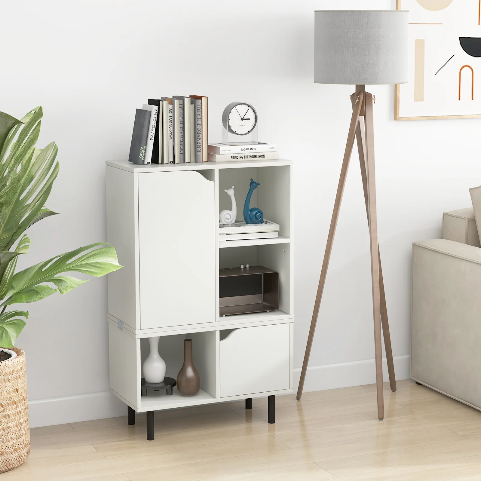 Stackable Bookcase, Adjustable Shelf, White - Image 2