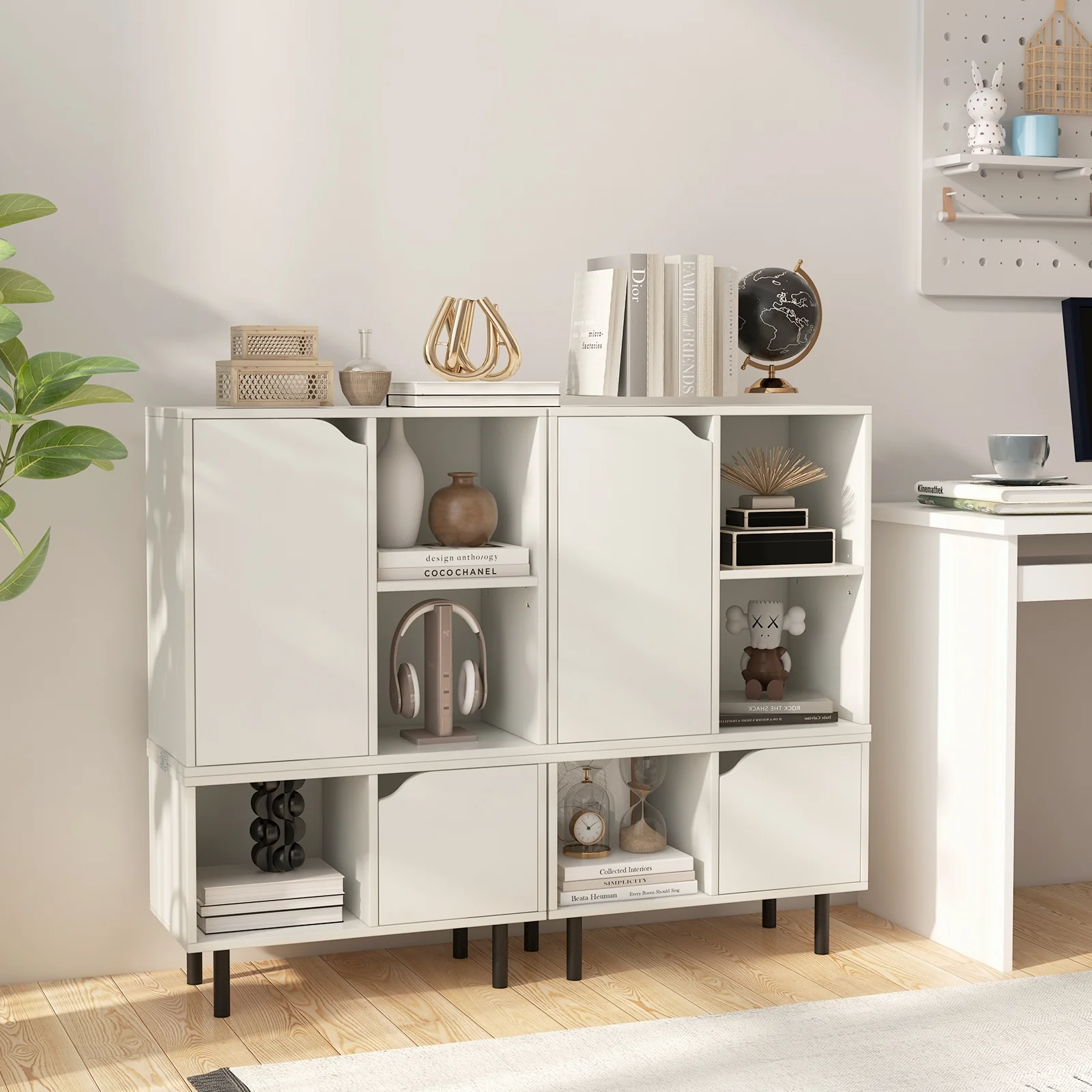 Stackable Bookcase, Adjustable Shelf, White - Image 3