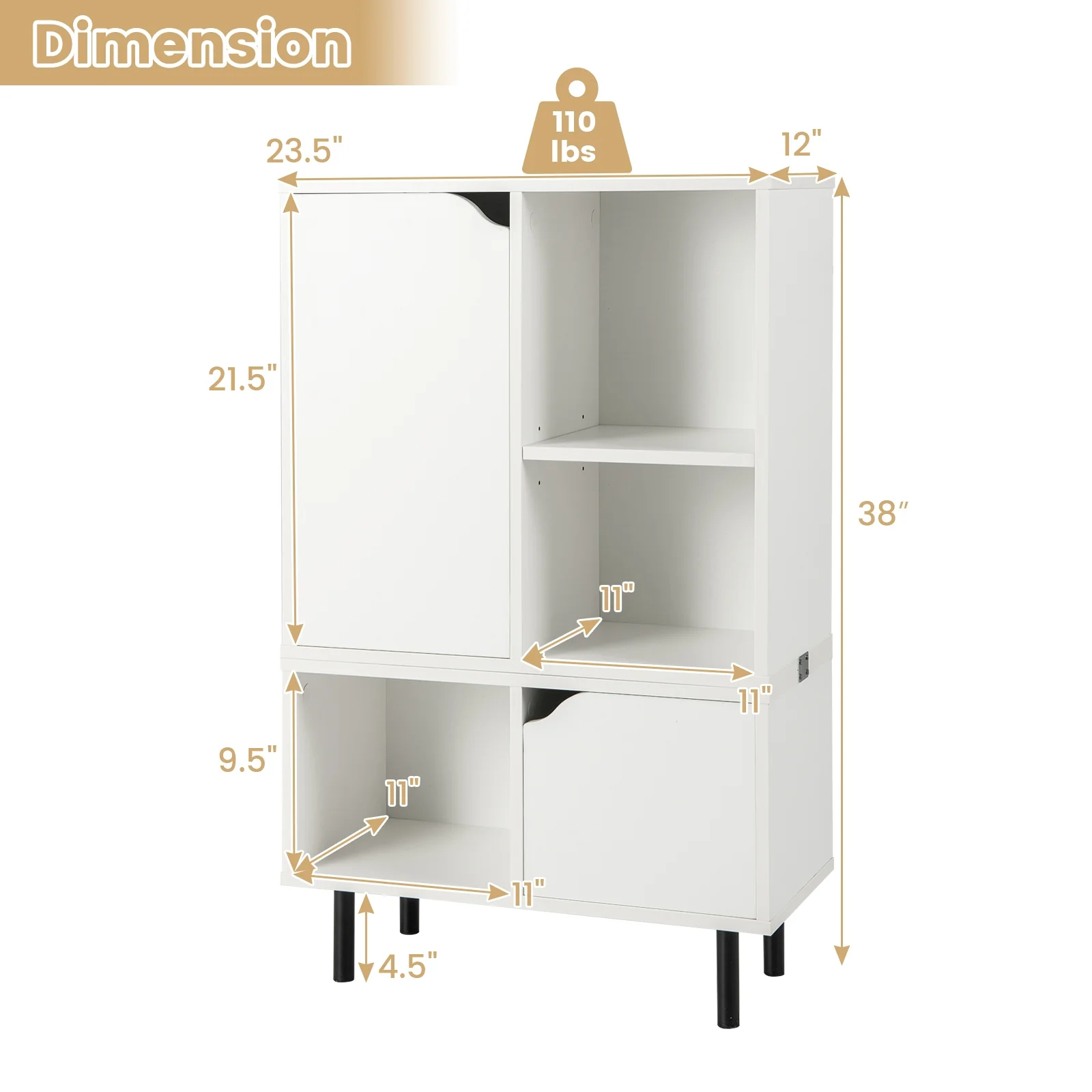 Stackable Bookcase, Adjustable Shelf, White - Image 6