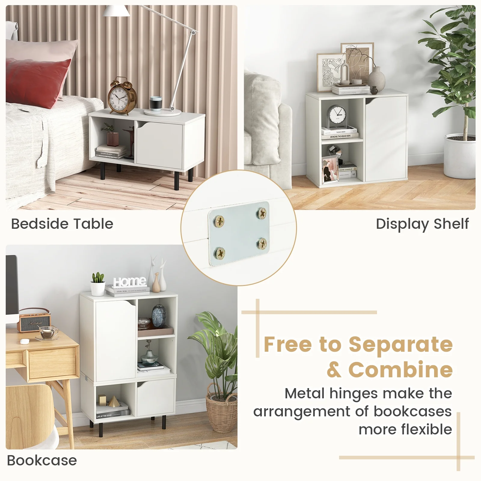 Stackable Bookcase, Adjustable Shelf, White - Image 8