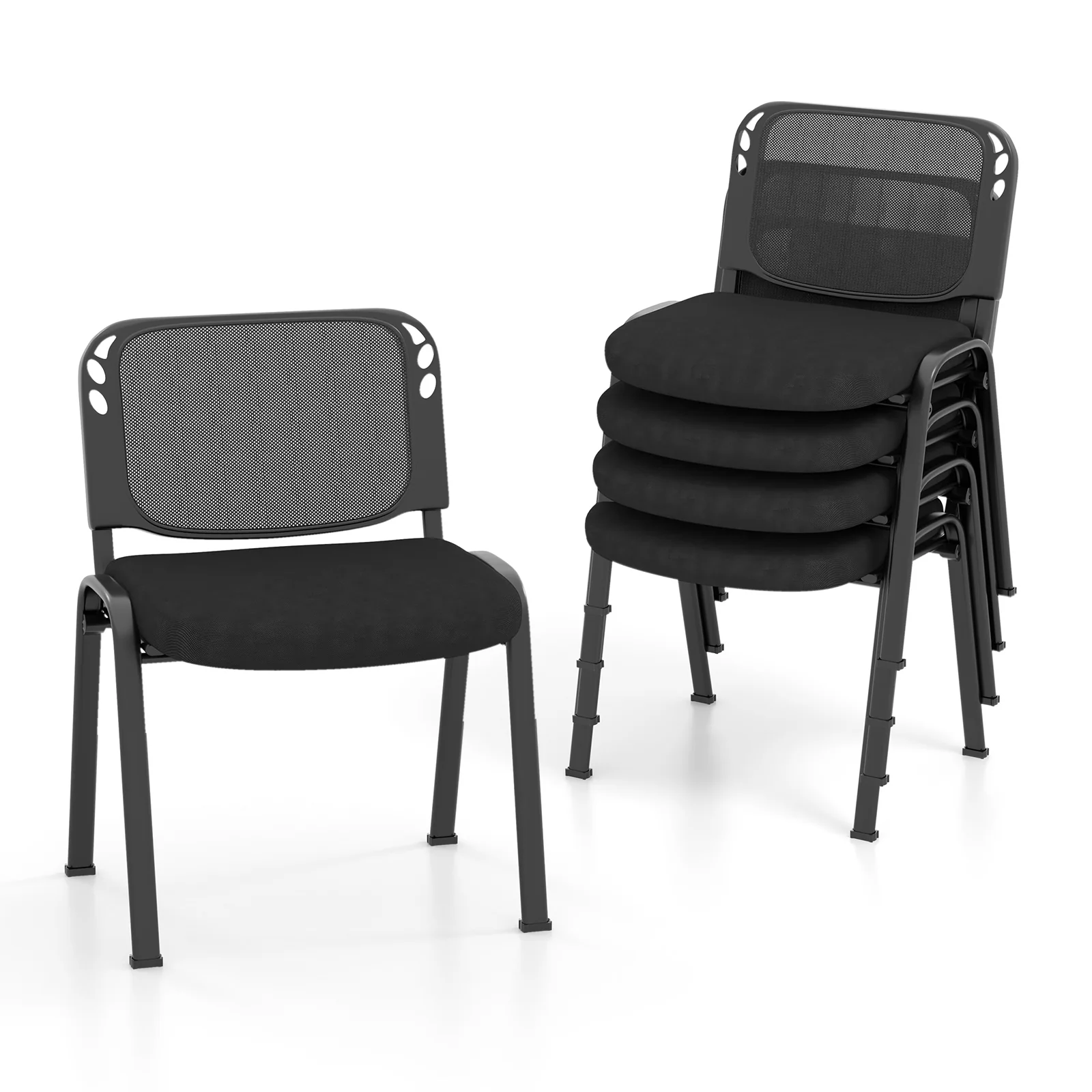 Stackable Conference Chairs, Set of 5, Mesh Back, Black - Image 4