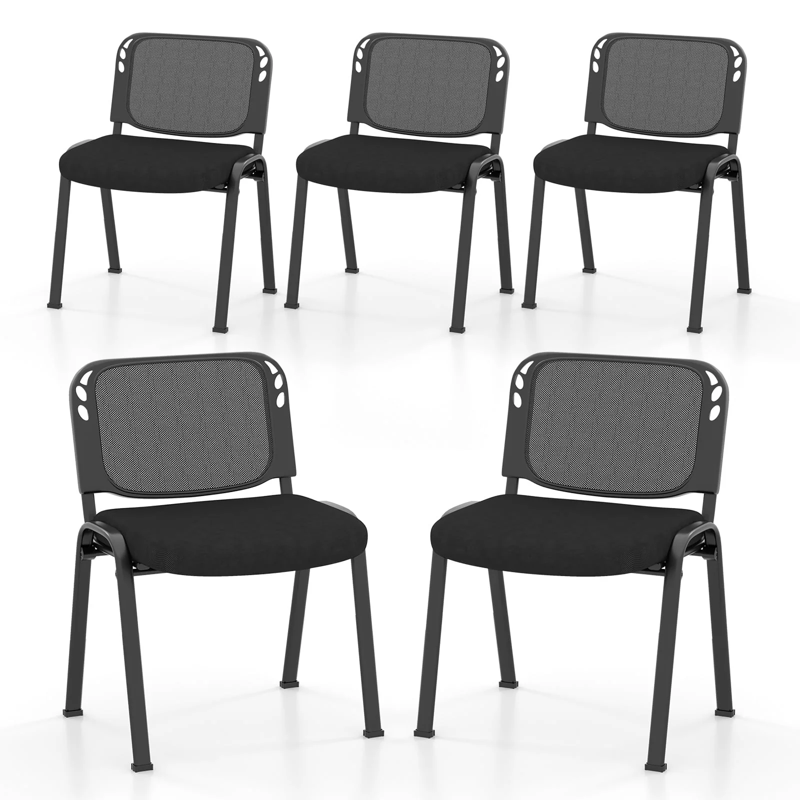 Stackable Conference Chairs, Set of 5, Mesh Back, Black - Image 5