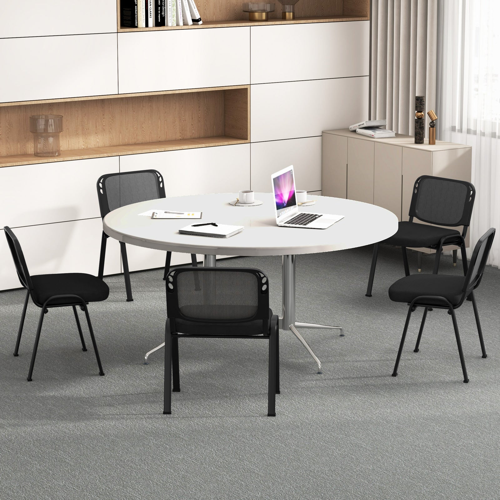 Stackable Conference Chairs, Set of 5, Mesh Back, Black - Image 7