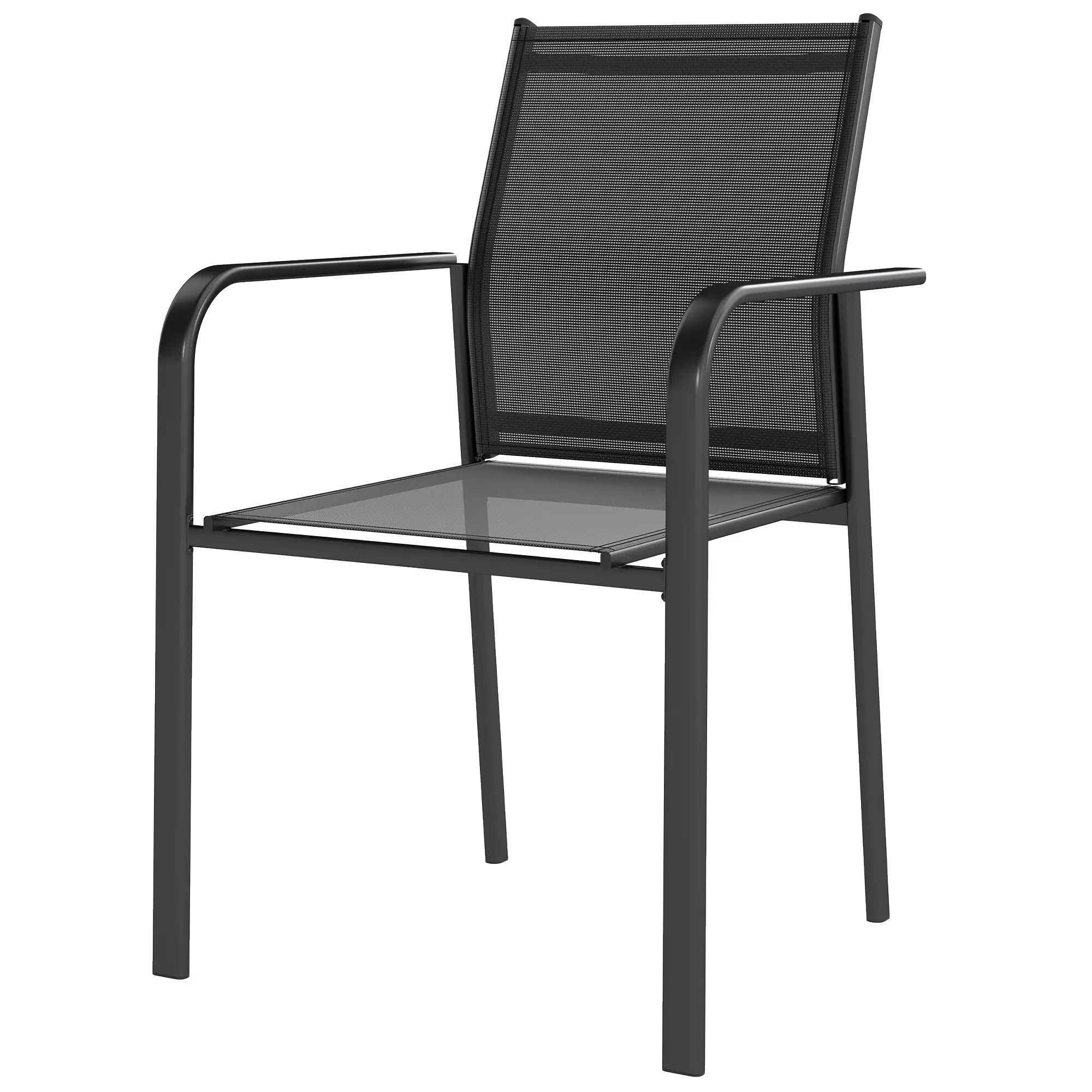 Stackable Patio Chairs Set of 4, 20" Deep Seat, All Weather Mesh, Black