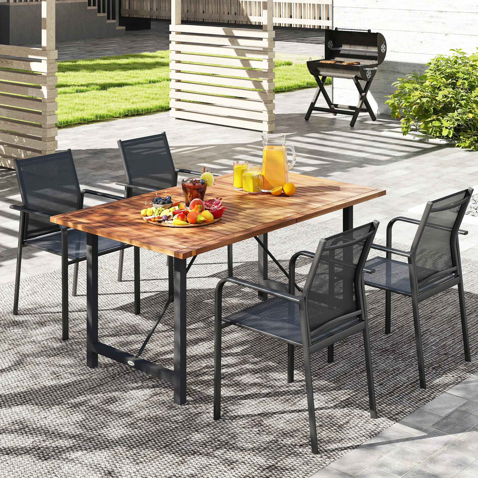 Stackable Patio Chairs Set of 4, 20" Deep Seat, All Weather Mesh, Black - Image 9