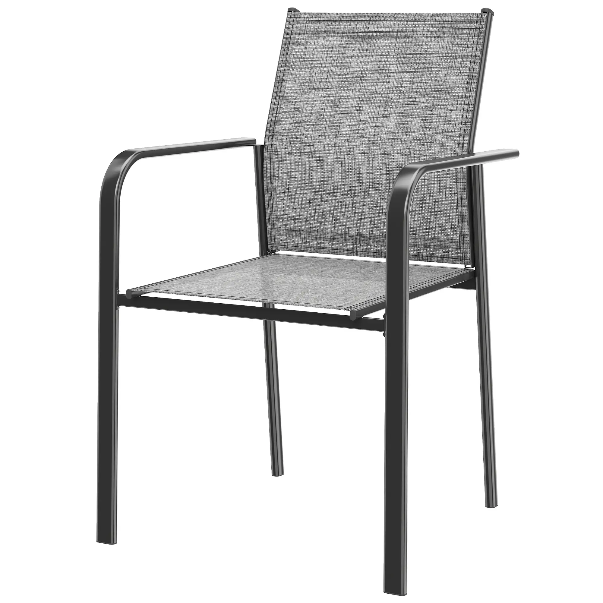 Stackable Patio Chairs Set of 4, 20" Deep Seat, All Weather Mesh, Grey