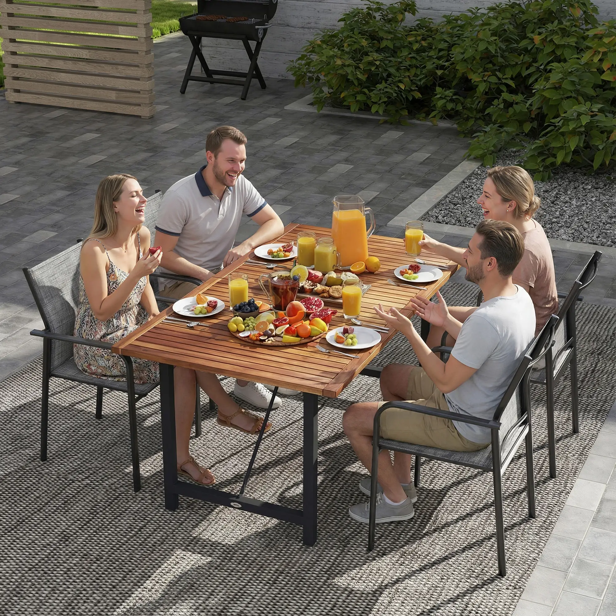 Stackable Patio Chairs Set of 4, 20" Deep Seat, All Weather Mesh, Grey - Image 9