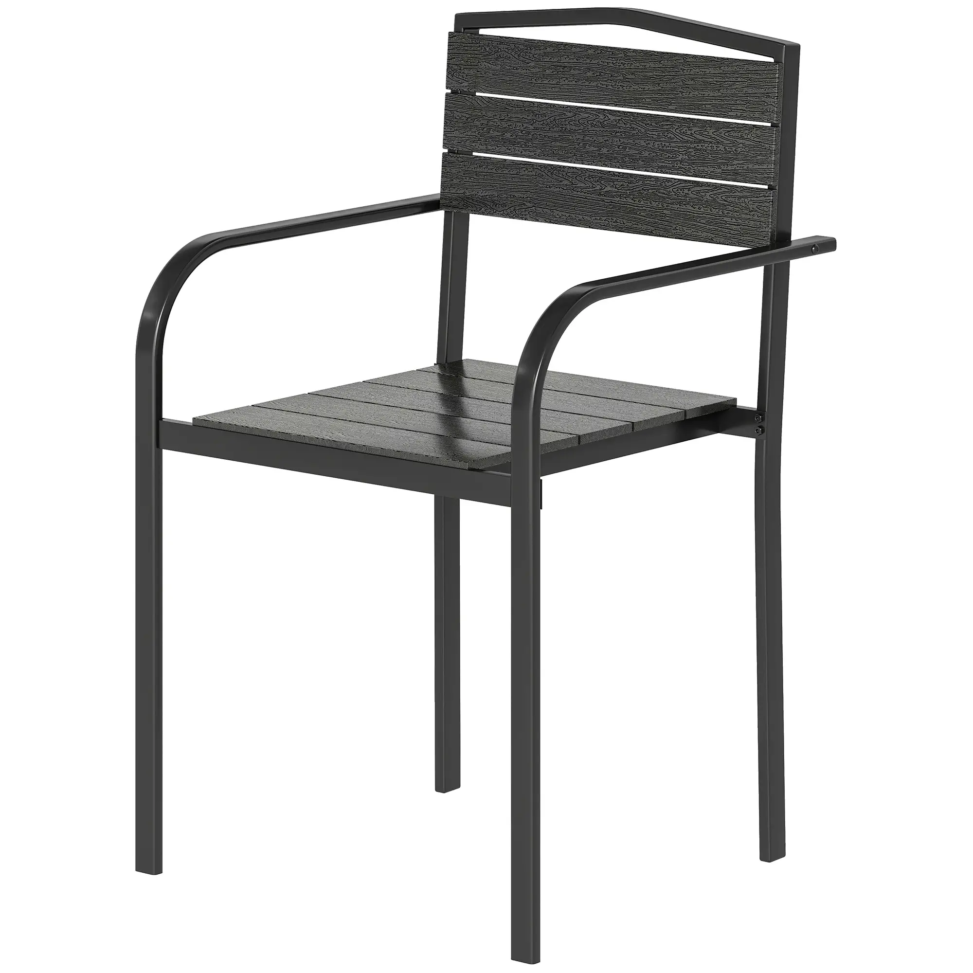 Stackable Patio Chairs Set Of 4, Outdoor Dining Chairs, Black