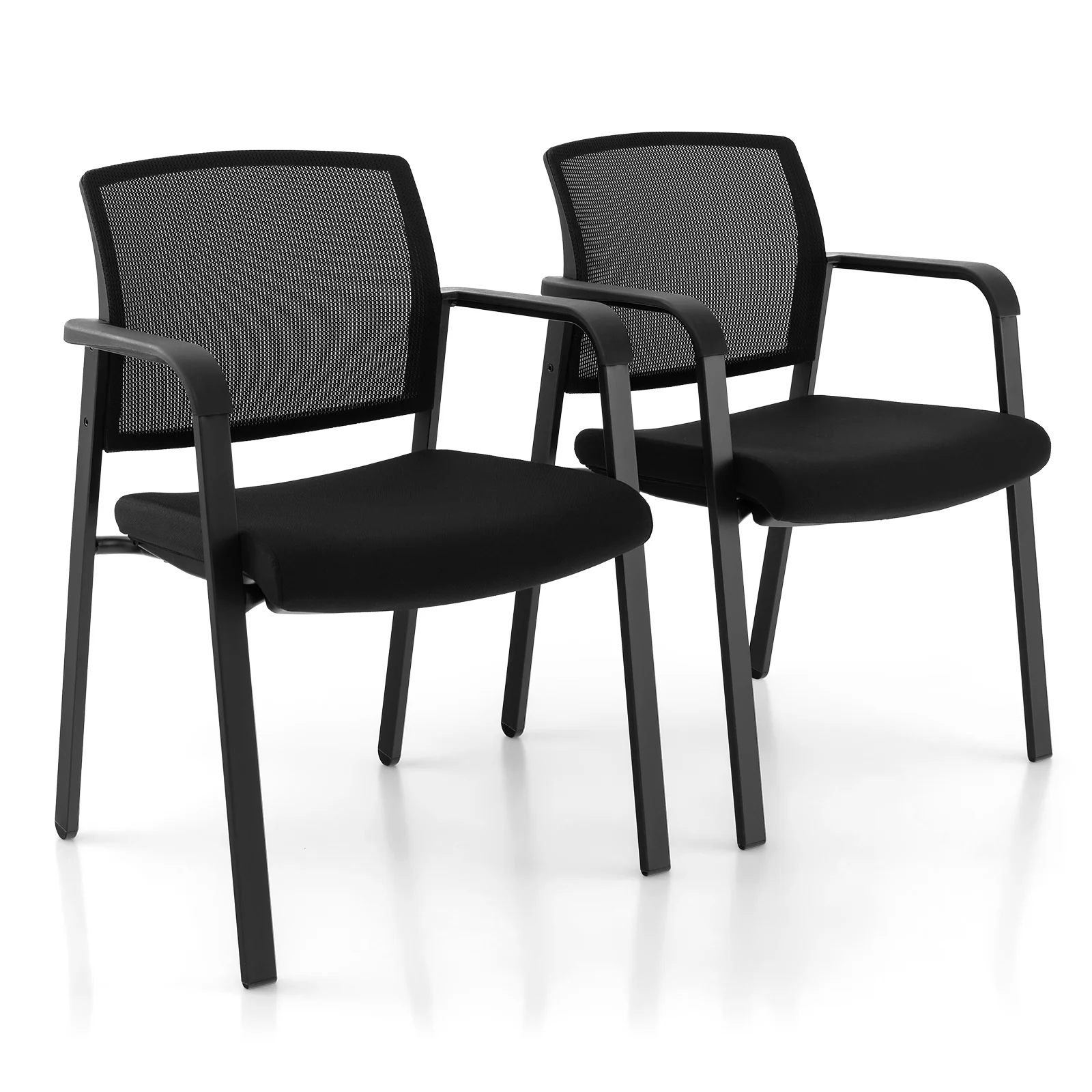 Stackable Reception Chairs, Set of 2, Black - Image 4