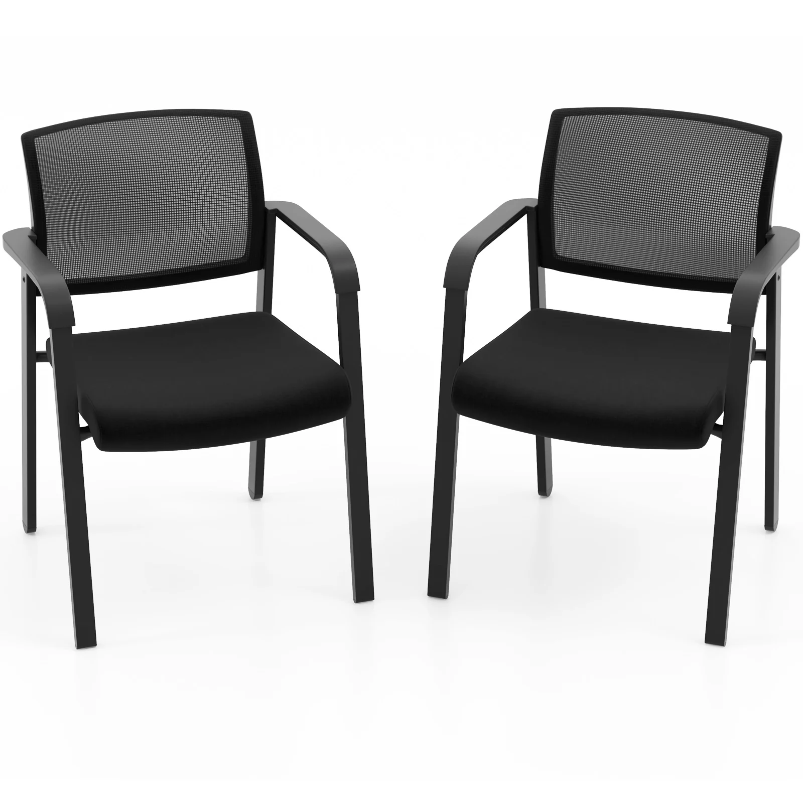 Stackable Reception Chairs, Set of 2, Black - Image 5