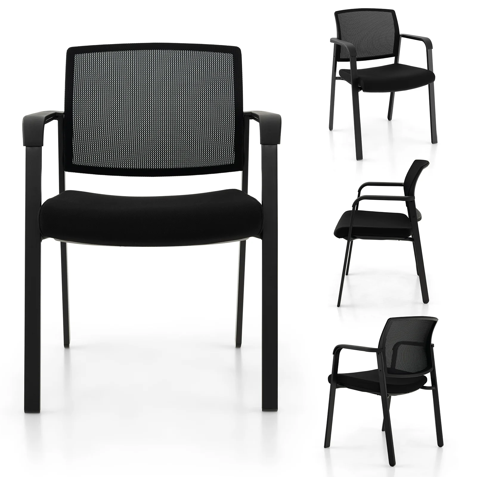 Stackable Reception Chairs, Set of 2, Black - Image 7