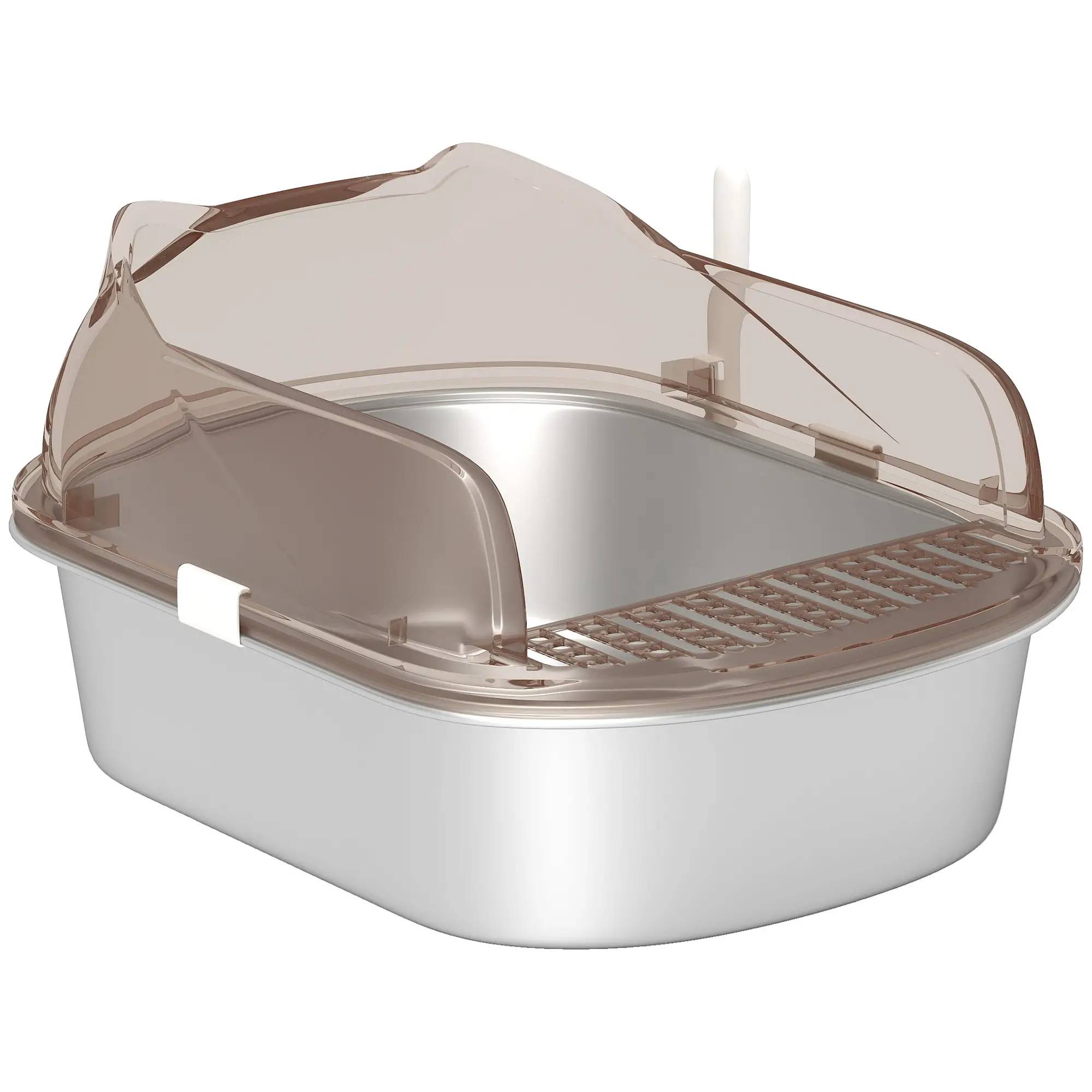 Stainless Steel Cat Litter Box, High Sided, Steps, Scoop, Anti-Leak