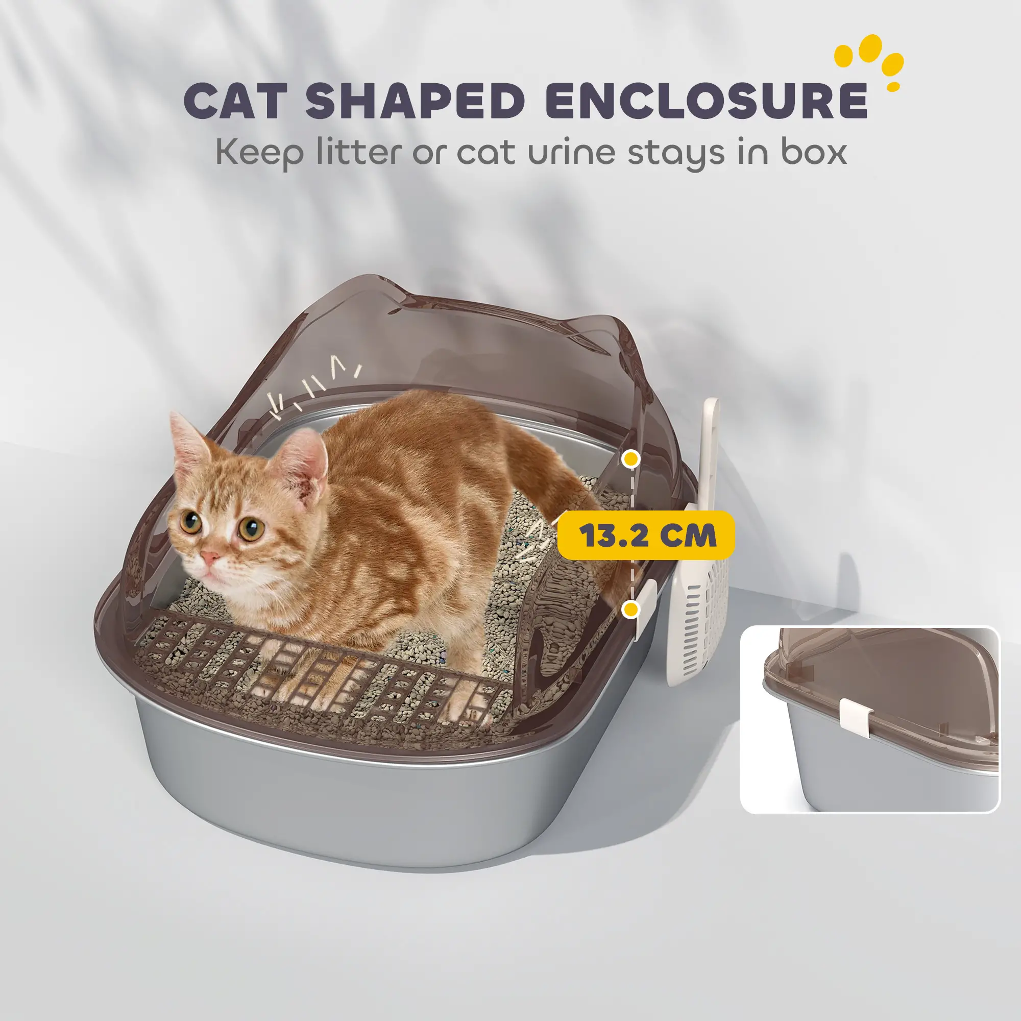 Stainless Steel Cat Litter Box, High Sided, Steps, Scoop, Anti-Leak - Image 4