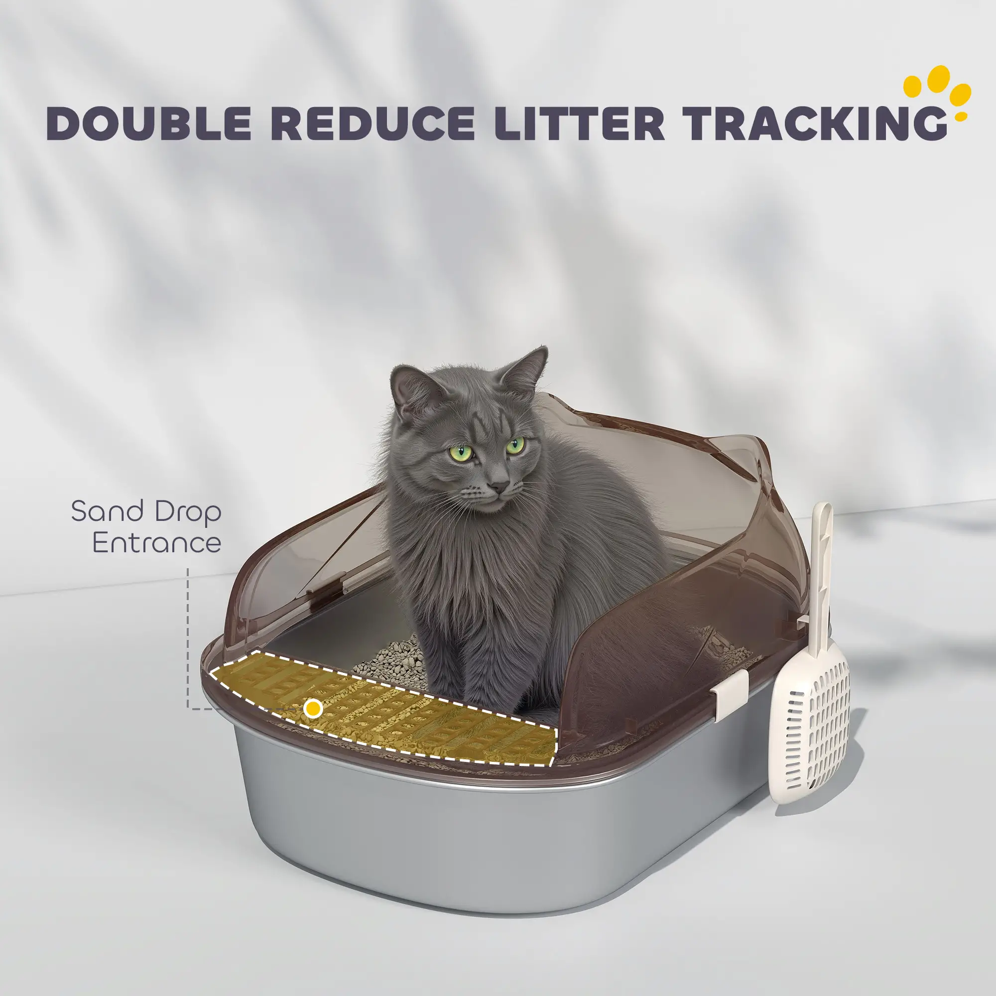 Stainless Steel Cat Litter Box, High Sided, Steps, Scoop, Anti-Leak - Image 6