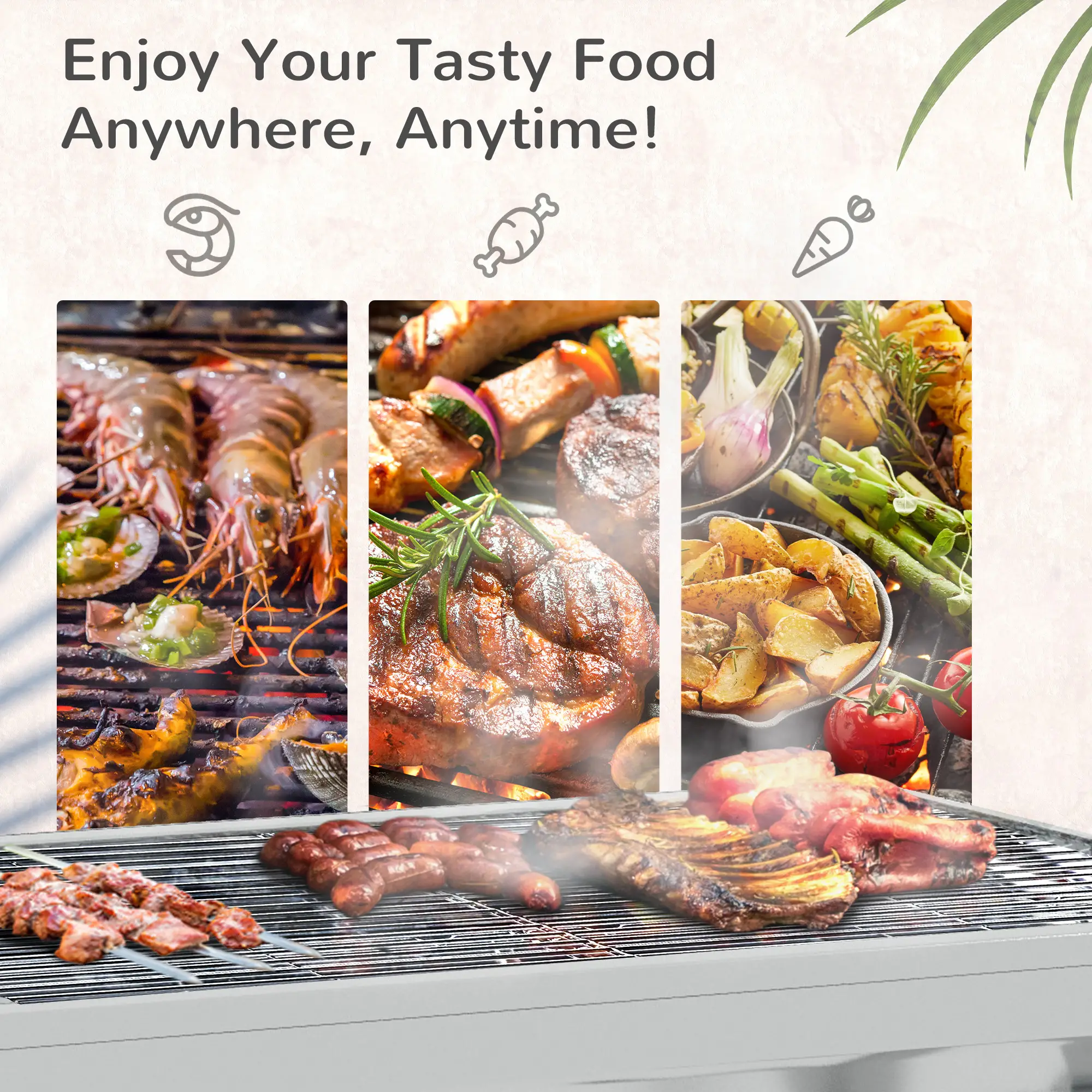 Stainless Steel Charcoal BBQ Grill, Portable With Handles - Image 6
