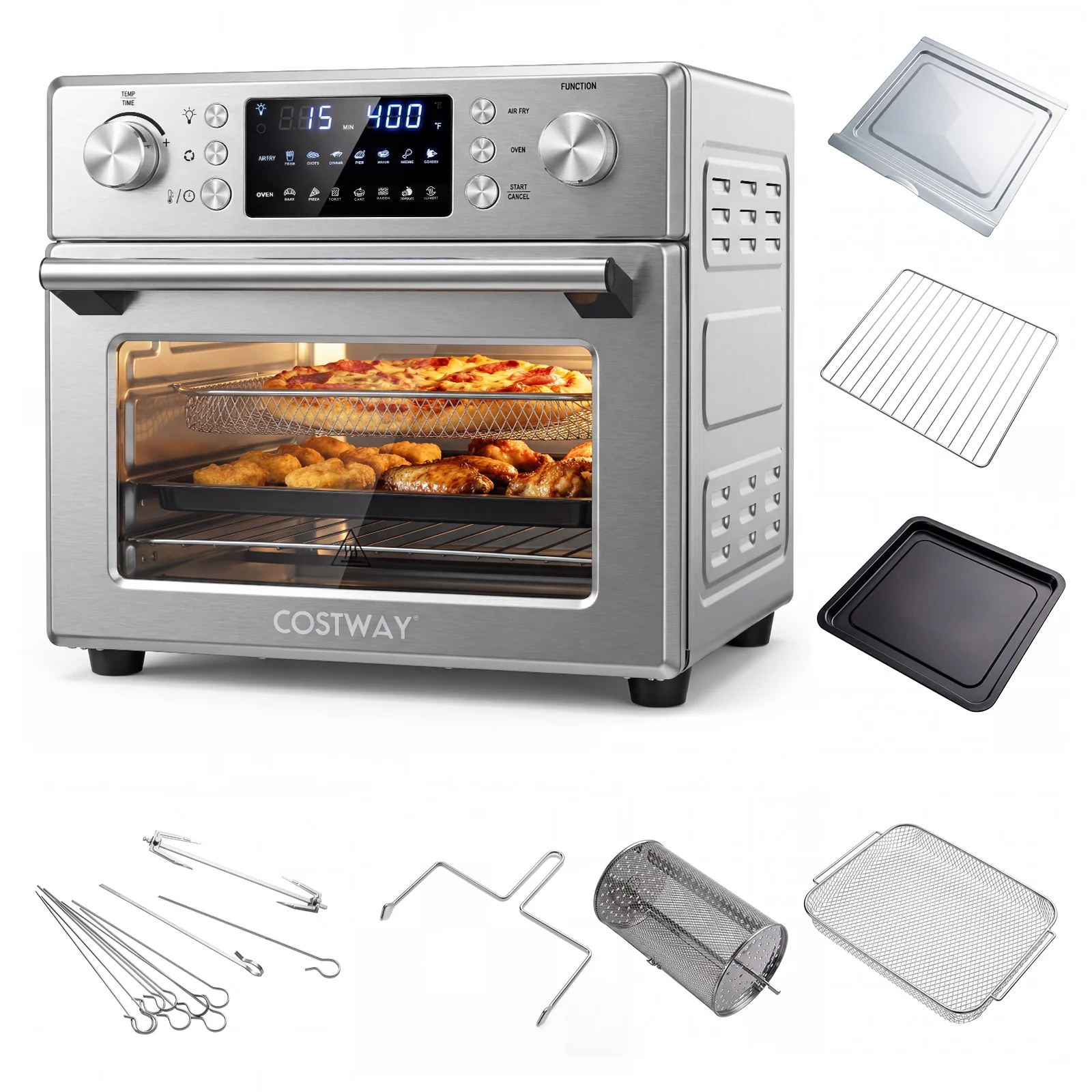 Stainless Steel Countertop Convection Oven with Bake, Silver - Image 3