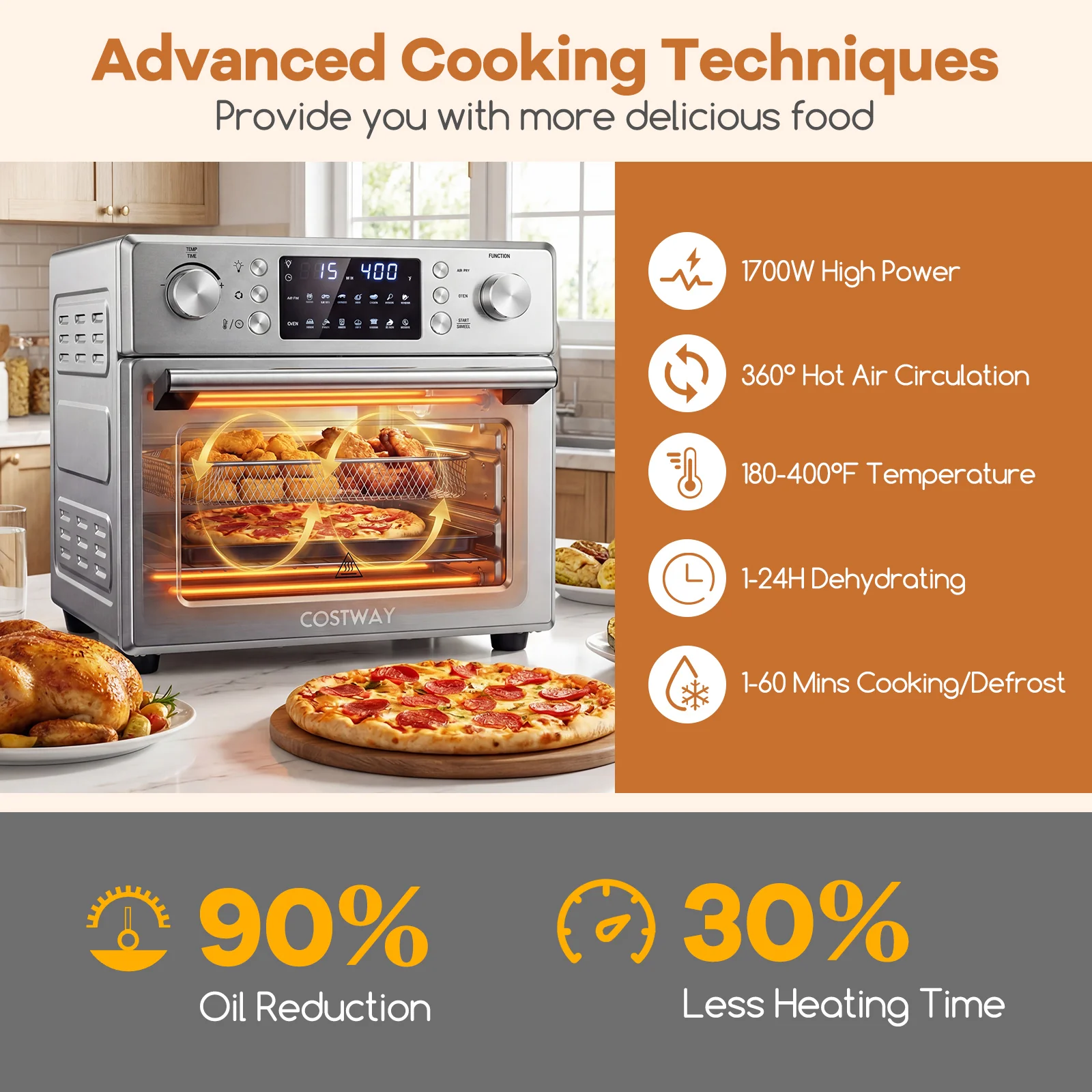 Stainless Steel Countertop Convection Oven with Bake, Silver - Image 6