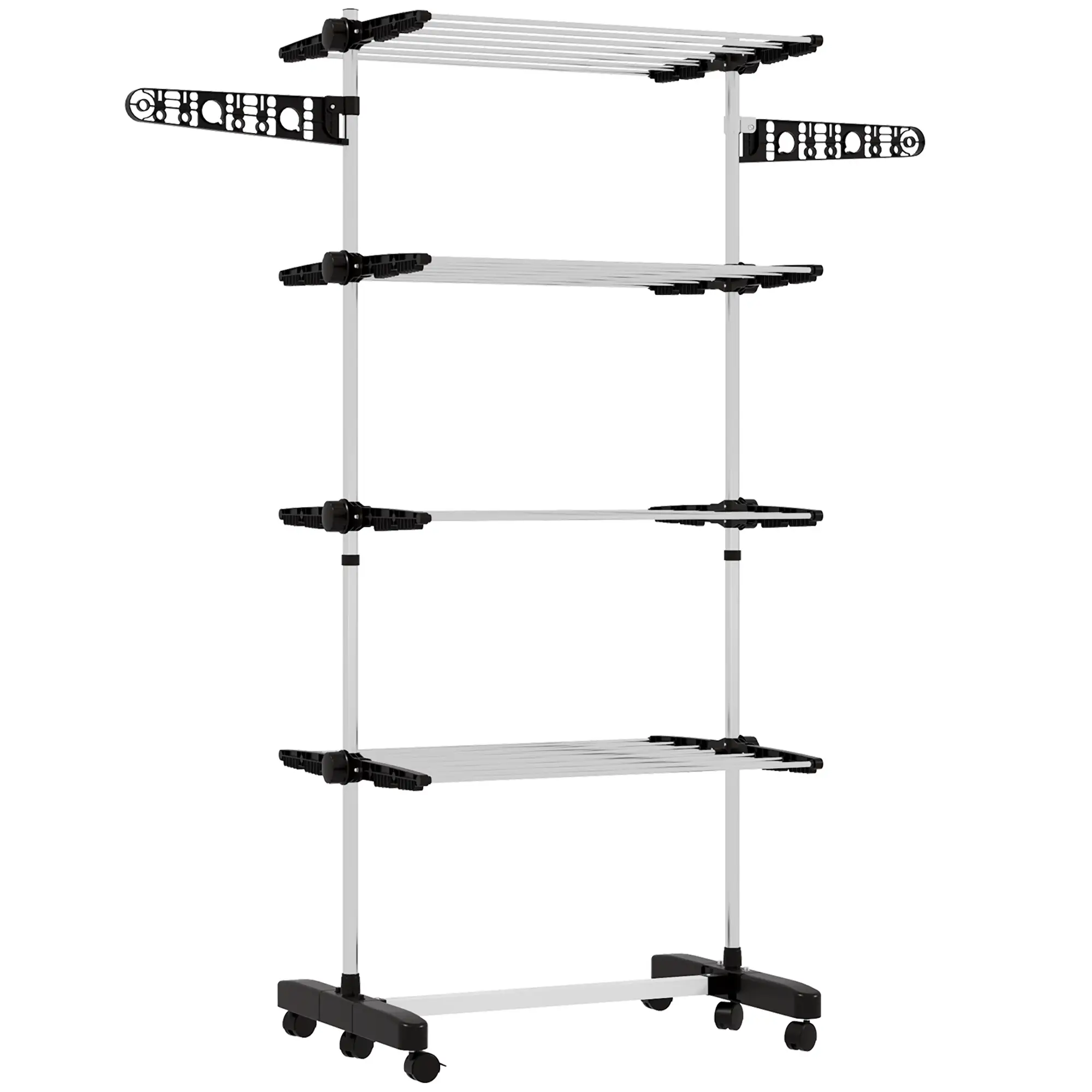 Stainless Steel Folding Clothes Drying Rack, Side Wings, Castors, Indoor Outdoor, Black - Image 11