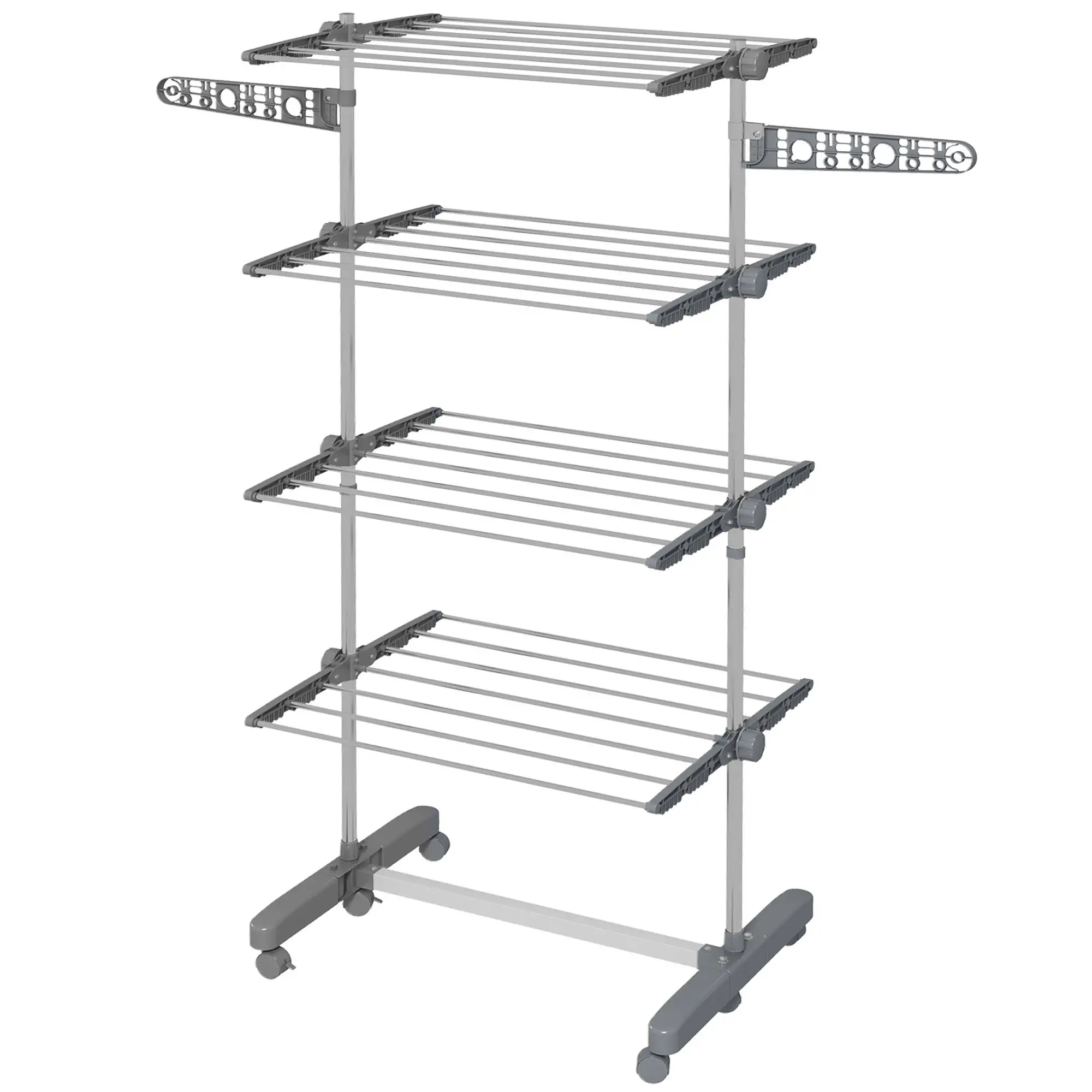 Stainless Steel Folding Clothes Drying Rack, Side Wings, Castors, Indoor Outdoor, Grey - Image 11