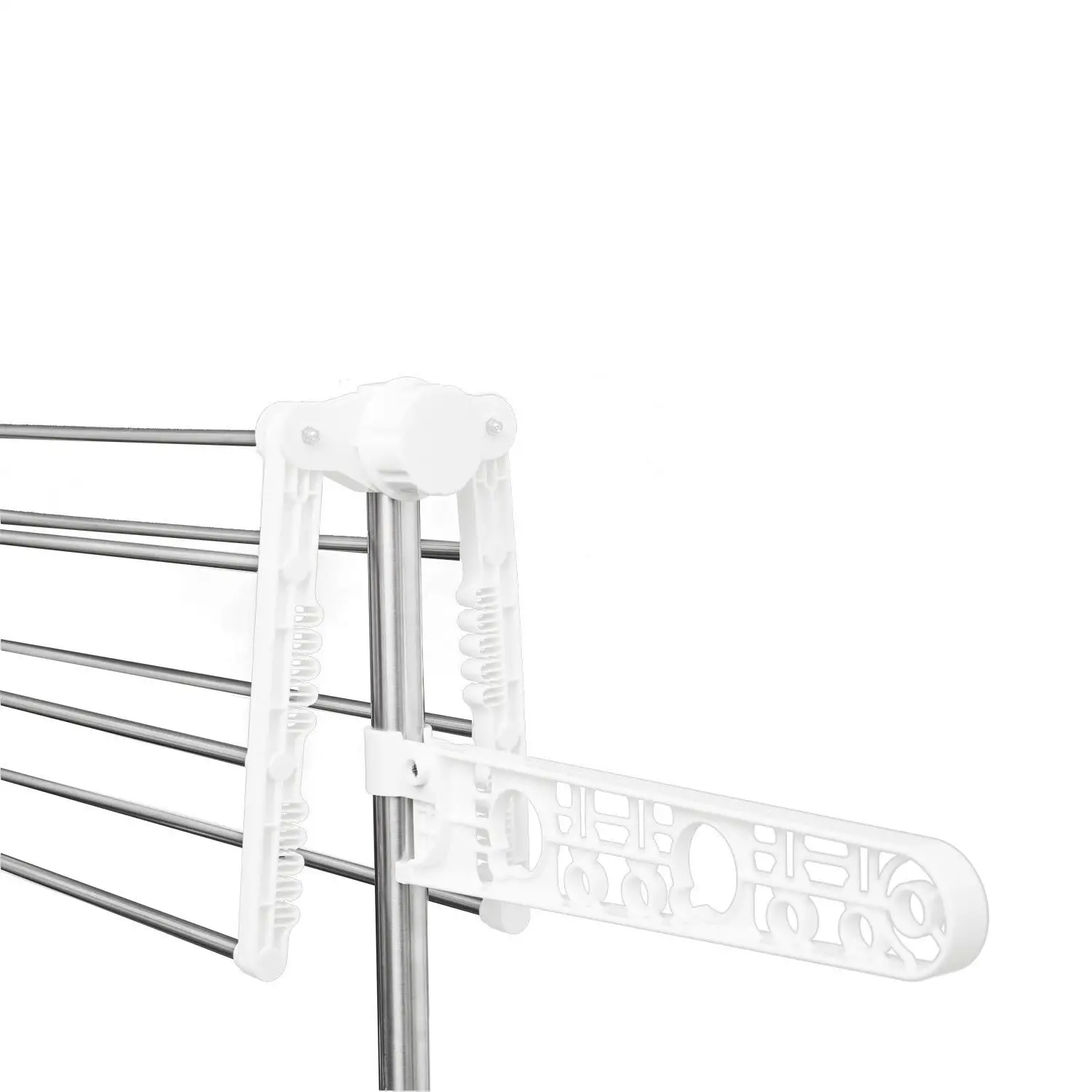 Stainless Steel Folding Clothes Drying Rack, Side Wings, Castors, Indoor Outdoor, White - Image 13