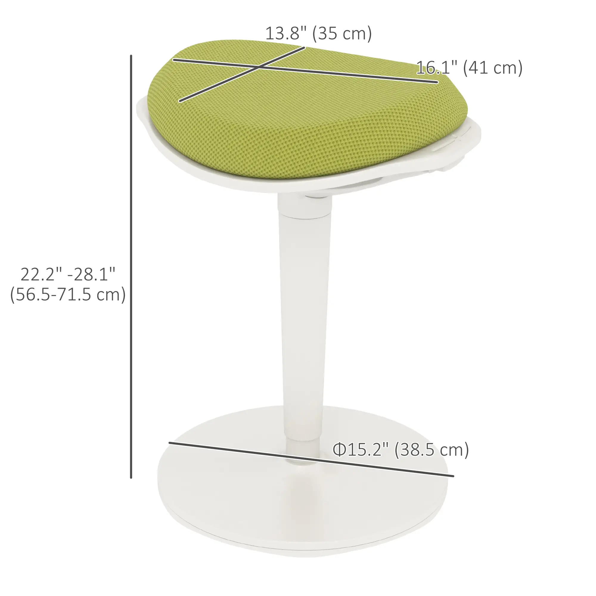 Standing Desk Stool, Ergonomic Wobble Chair, Adjustable Leaning Stool for Office Desks, with Rocking Motion, Green - Image 3