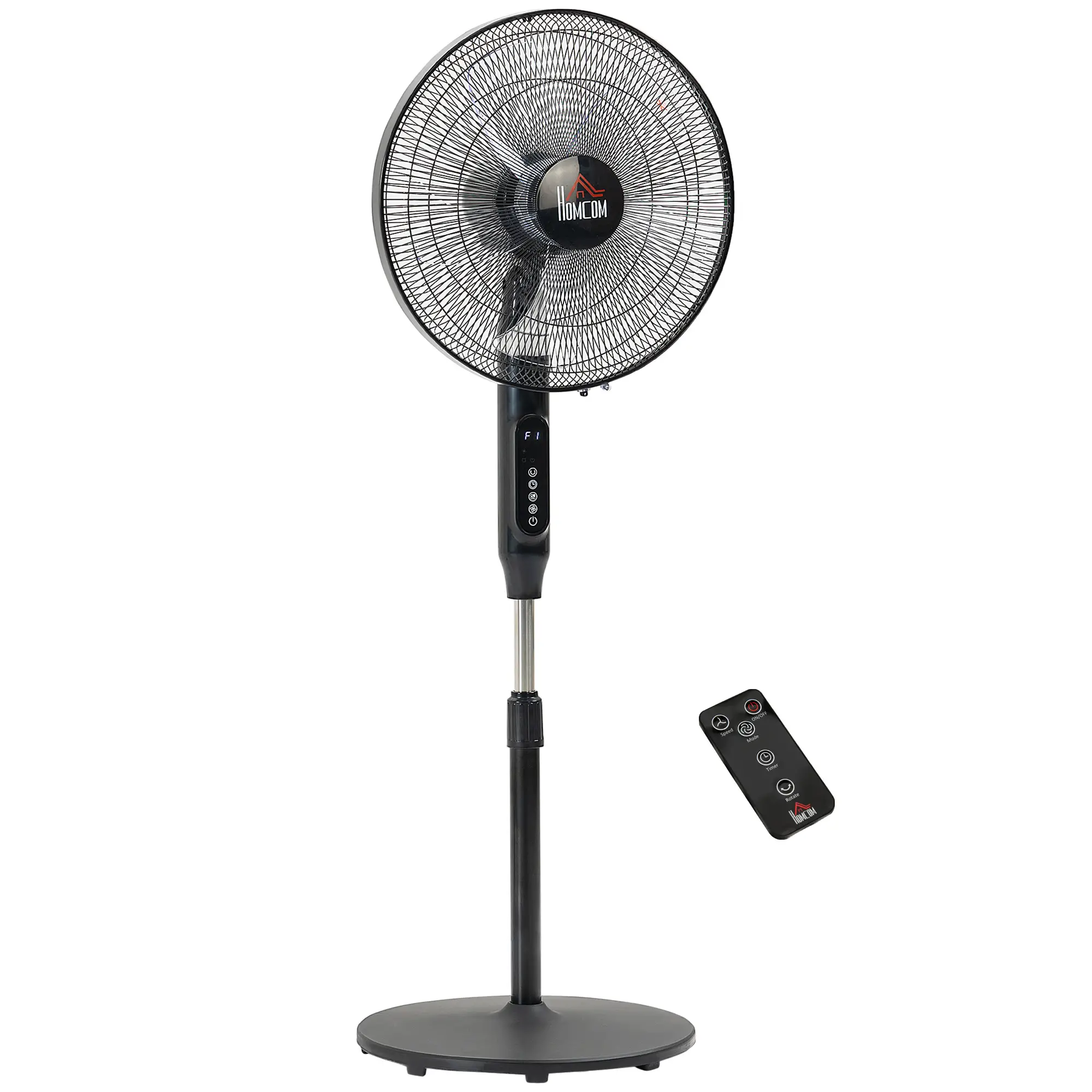 Standing Floor Fan with Remote, Tall Pedestal Electric Fan, Black
