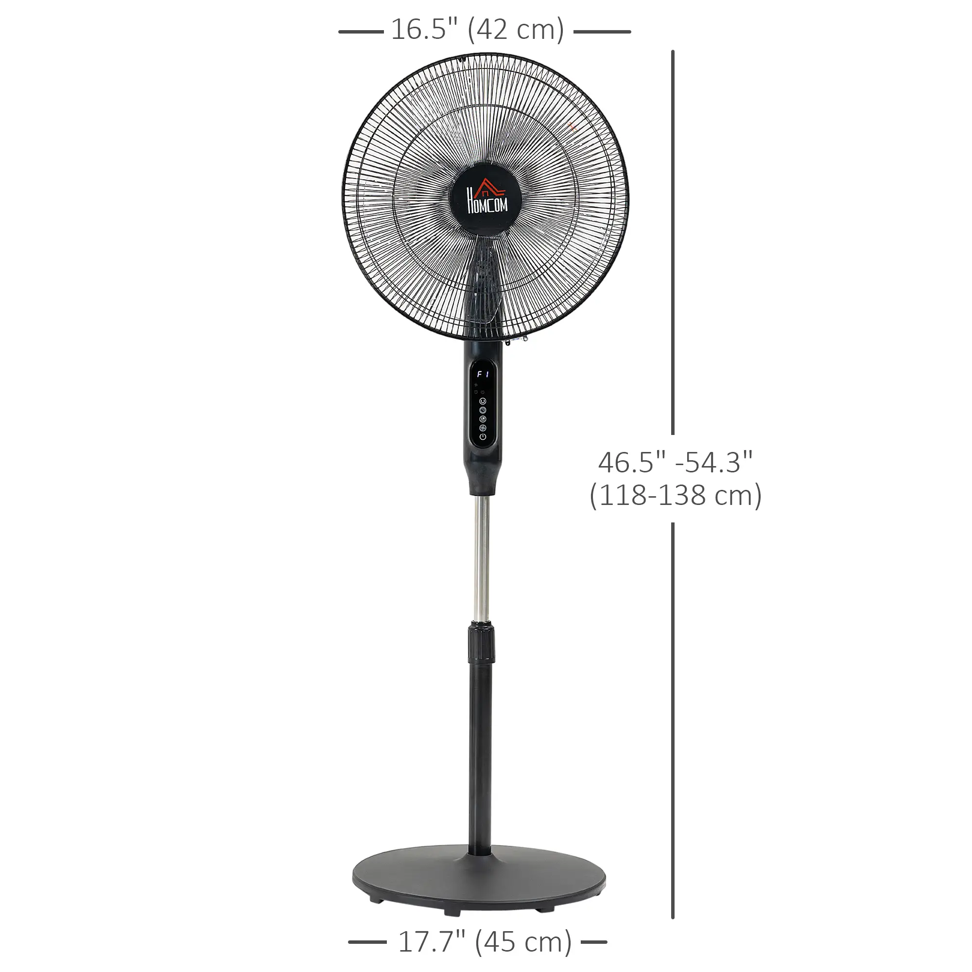 Standing Floor Fan with Remote, Tall Pedestal Electric Fan, Black - Image 3